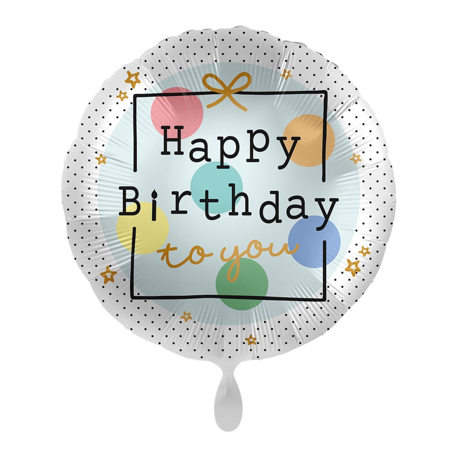 Sympathischer Folienballon in bunten Farben Happy birthday to you Ø 43 cm