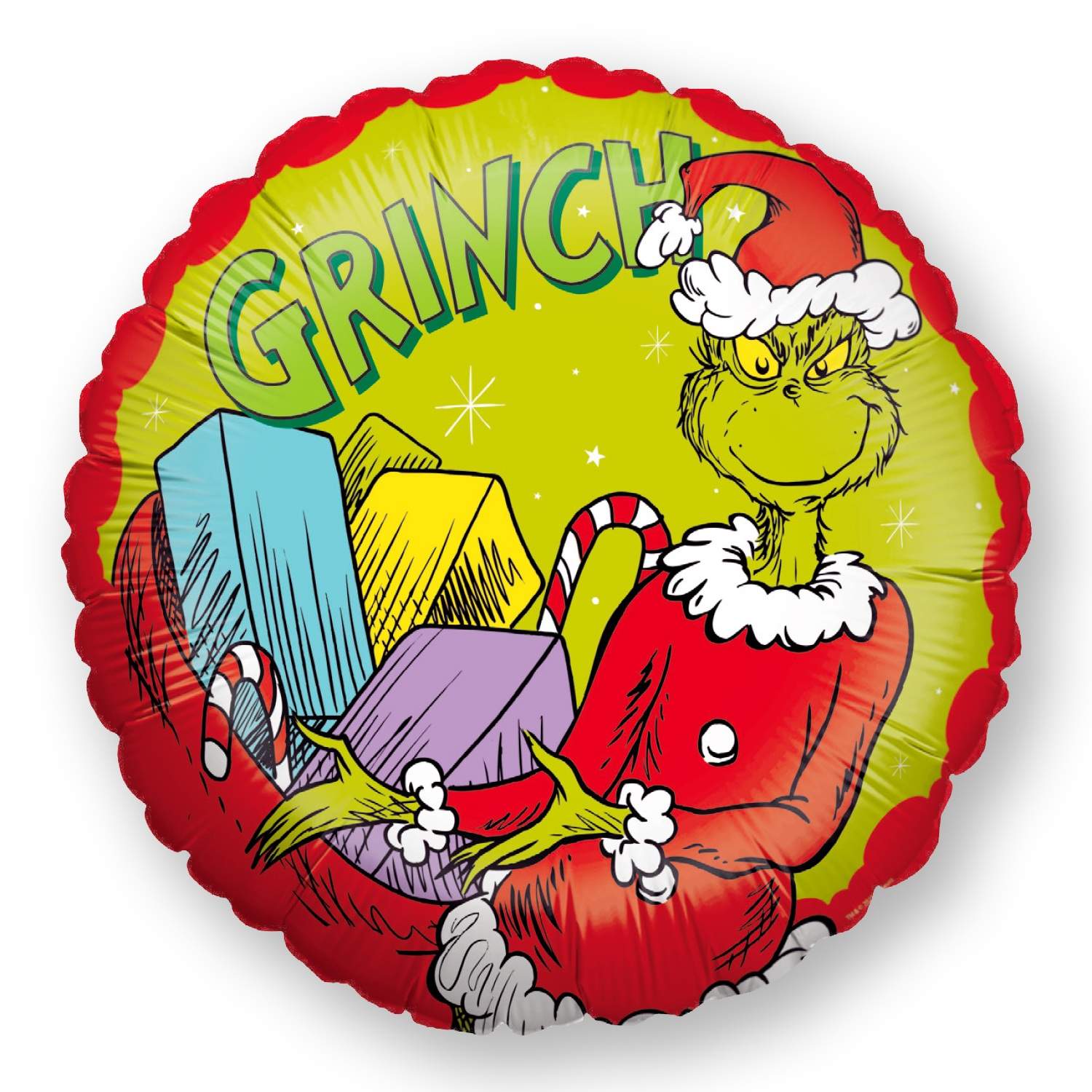 The Grinch Folienballon Weihnachtsmotiv rund rot grün Ø 45cm