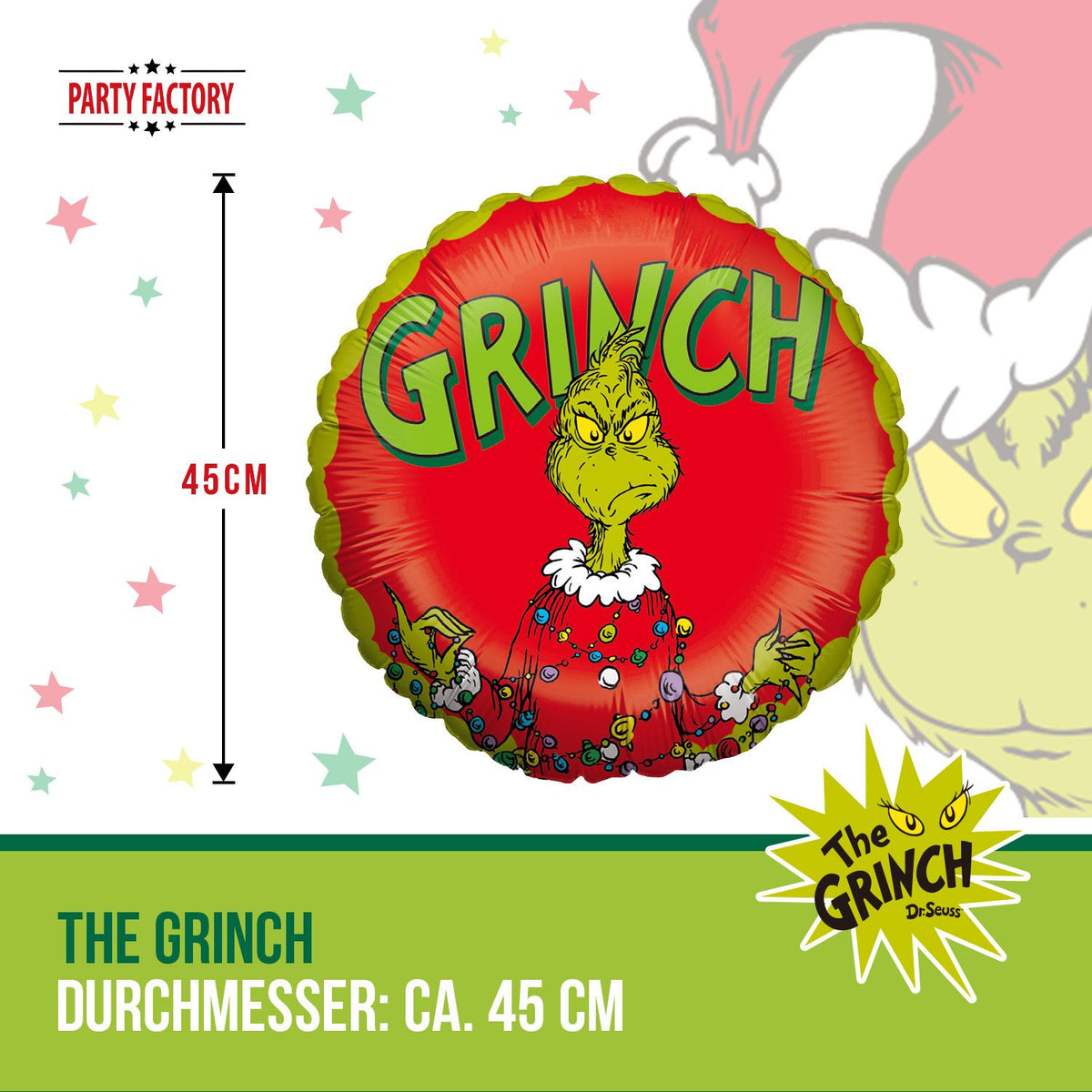 The Grinch Folienballon rund rot Ø 45cm 4