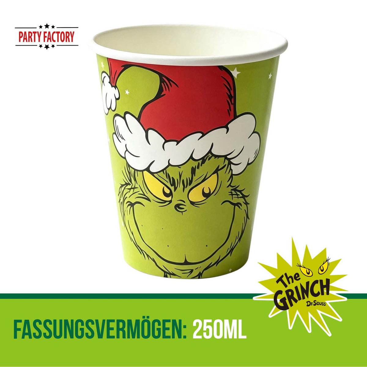 The Grinch Pappbecher 250 ml 8er-Pack grün 2