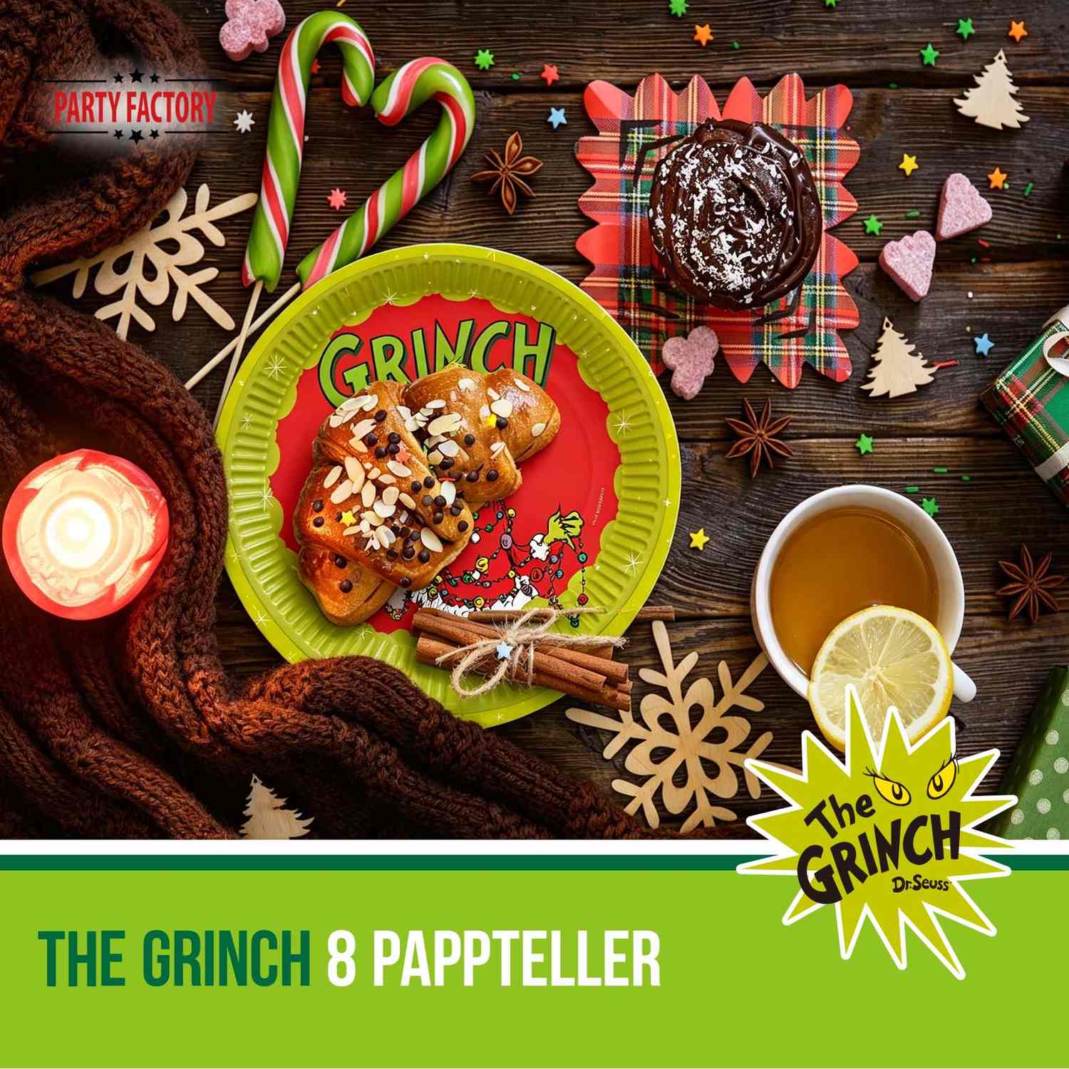 The Grinch Pappteller 23cm 8er-Pack grün rot 2
