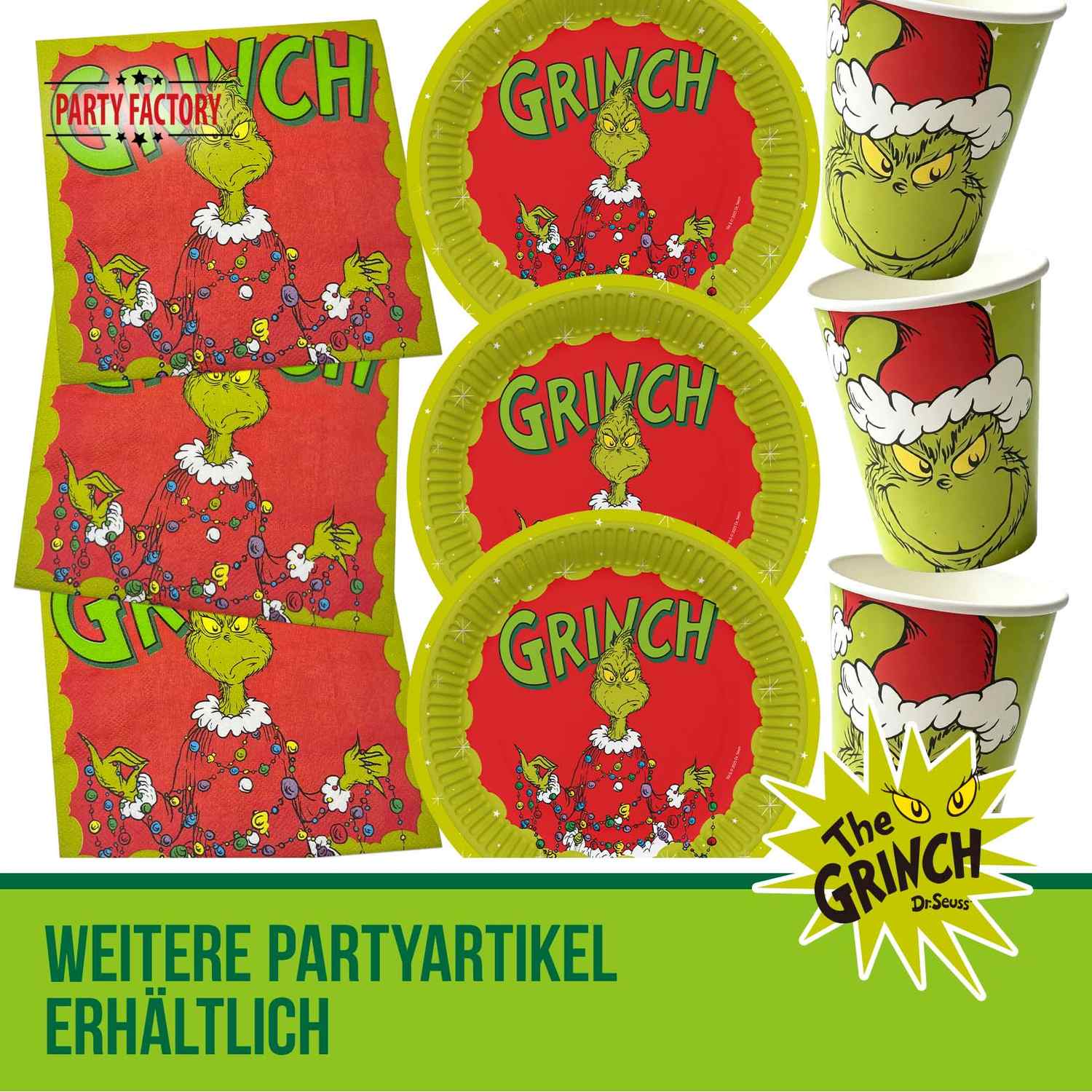 The Grinch Pappteller 23cm 8er-Pack grün rot 4