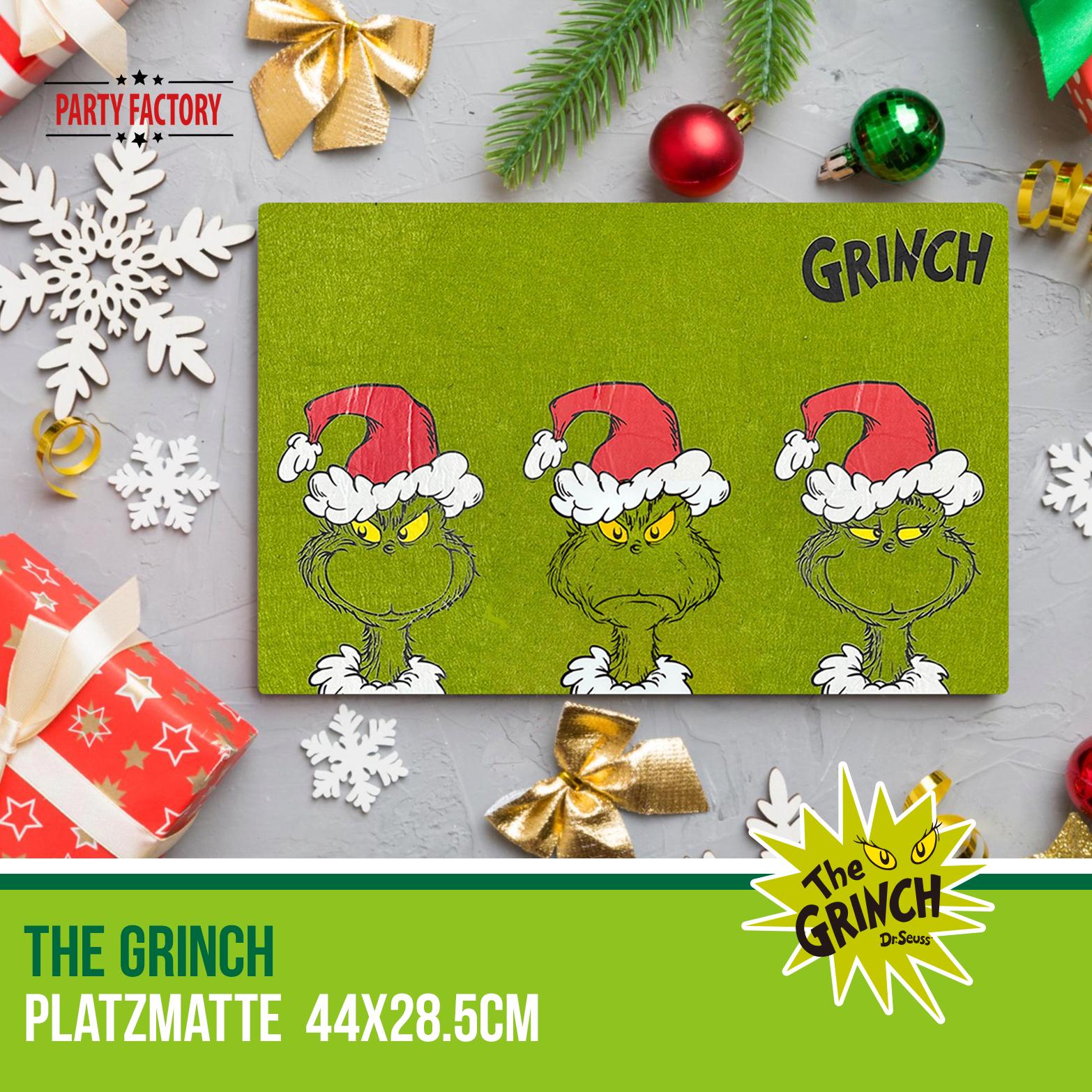 The Grinch Platzmatte Filz 45x30 cm grün – Weihnachtsdeko für Esstisch 4