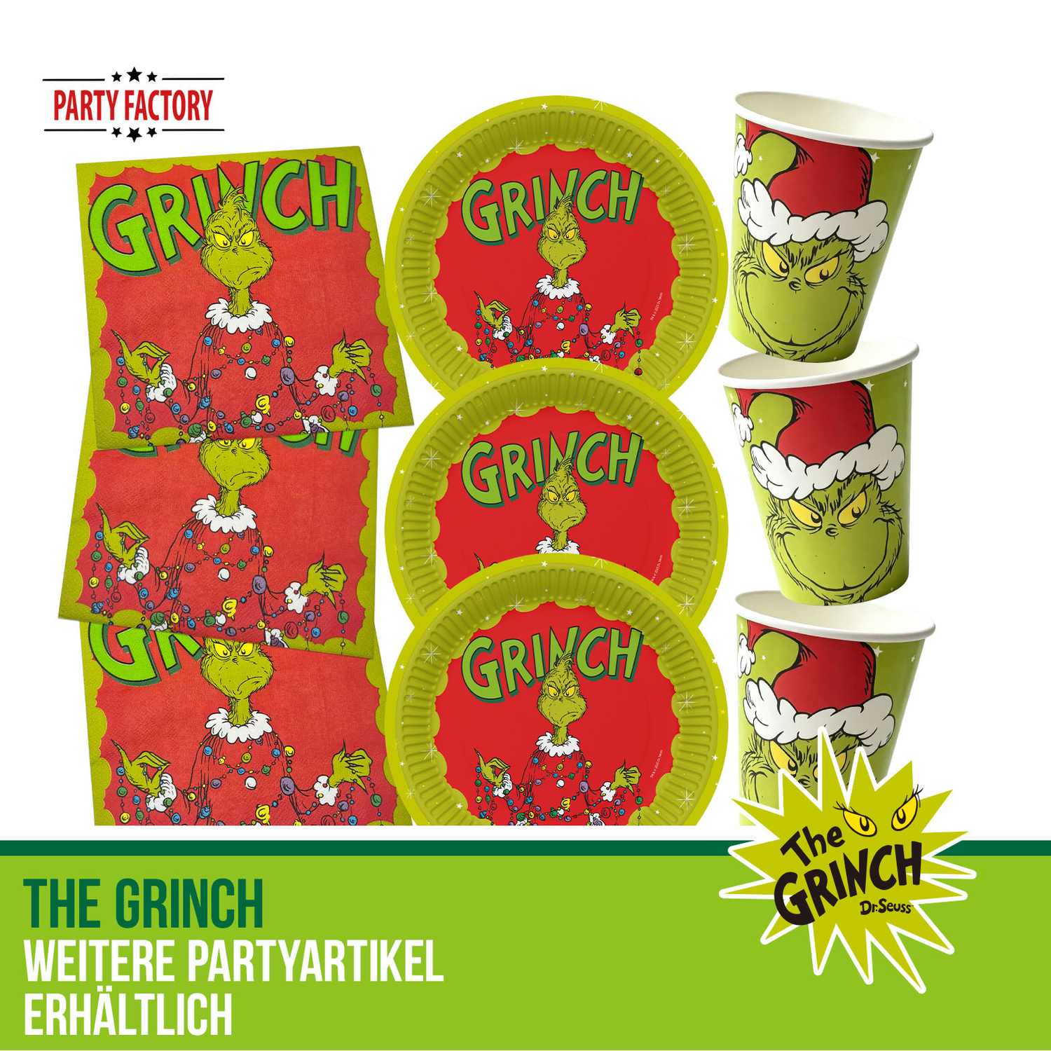 The Grinch Servietten 3-lagig 20er-Pack grün rot 4