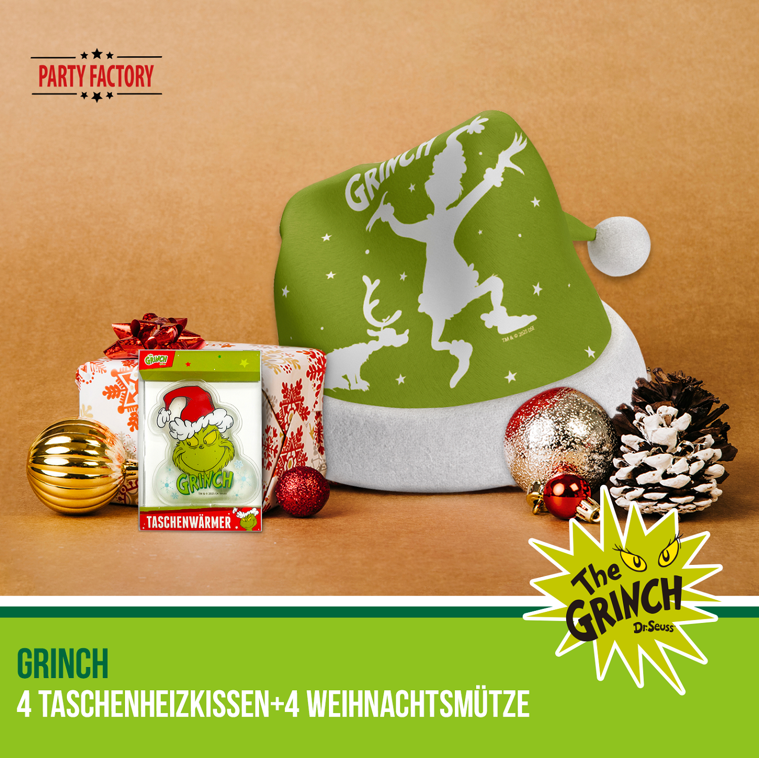 The Grinch Weihnachtsmützen und Taschenwärmer 8-teiliges Winterset 2