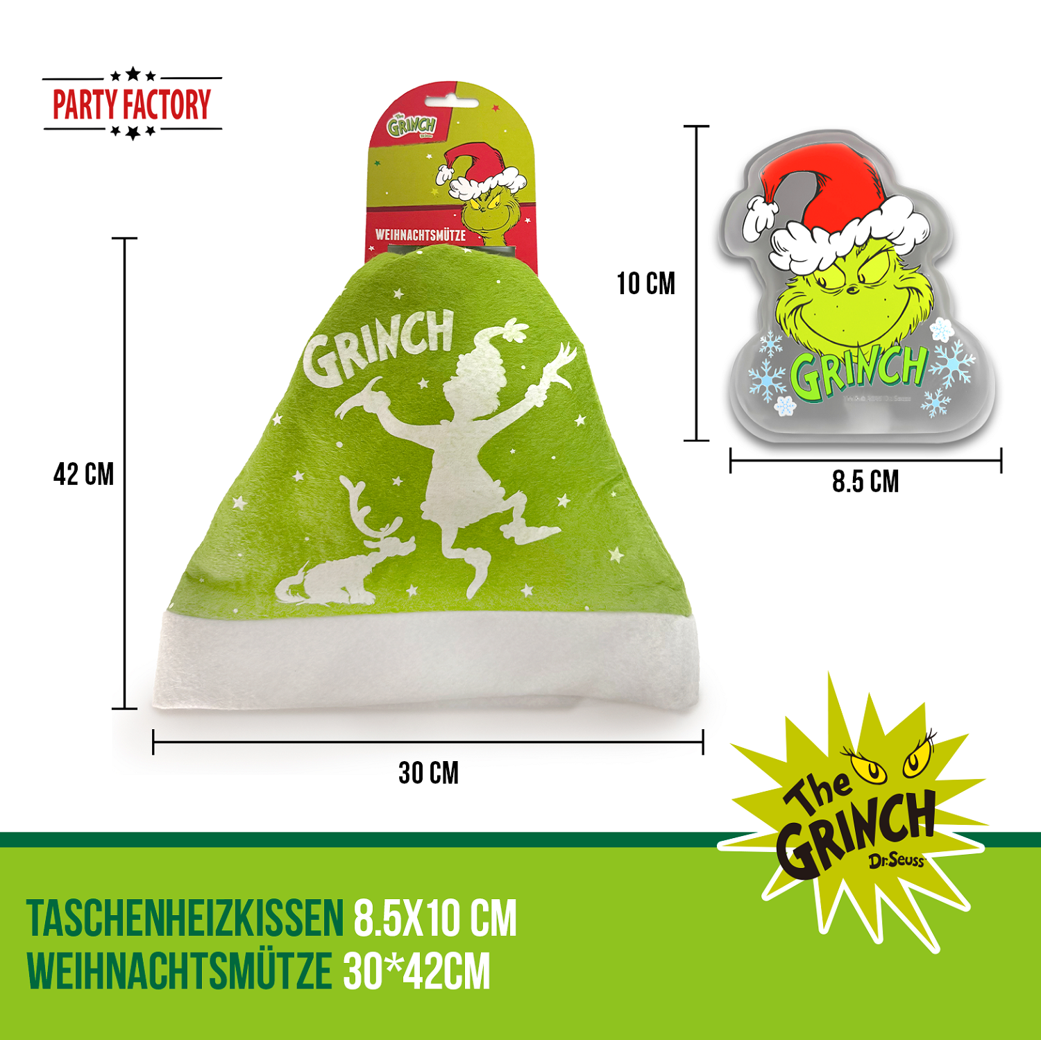 The Grinch Weihnachtsmützen und Taschenwärmer 8-teiliges Winterset 3