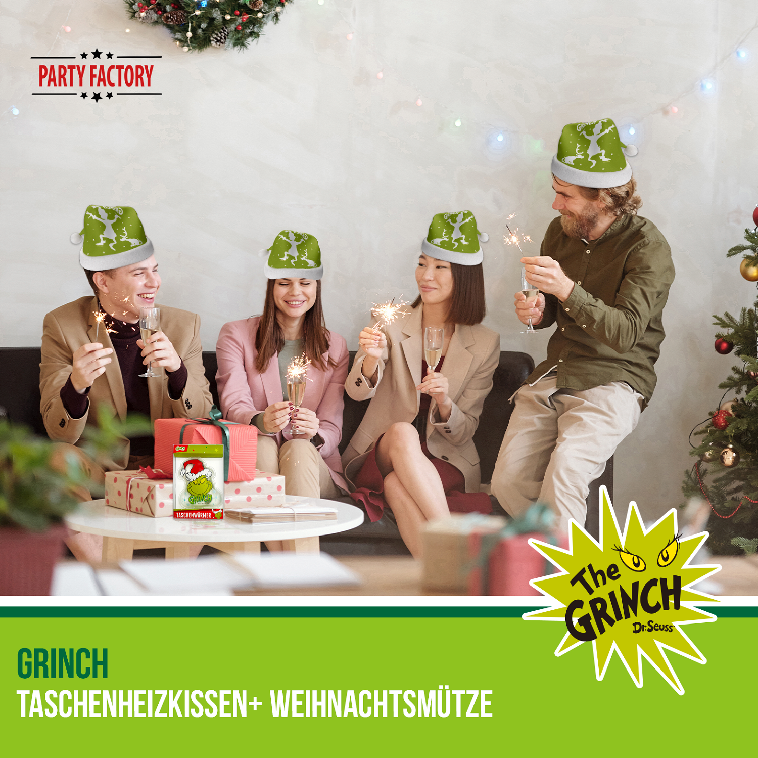 The Grinch Weihnachtsmützen und Taschenwärmer 8-teiliges Winterset 4