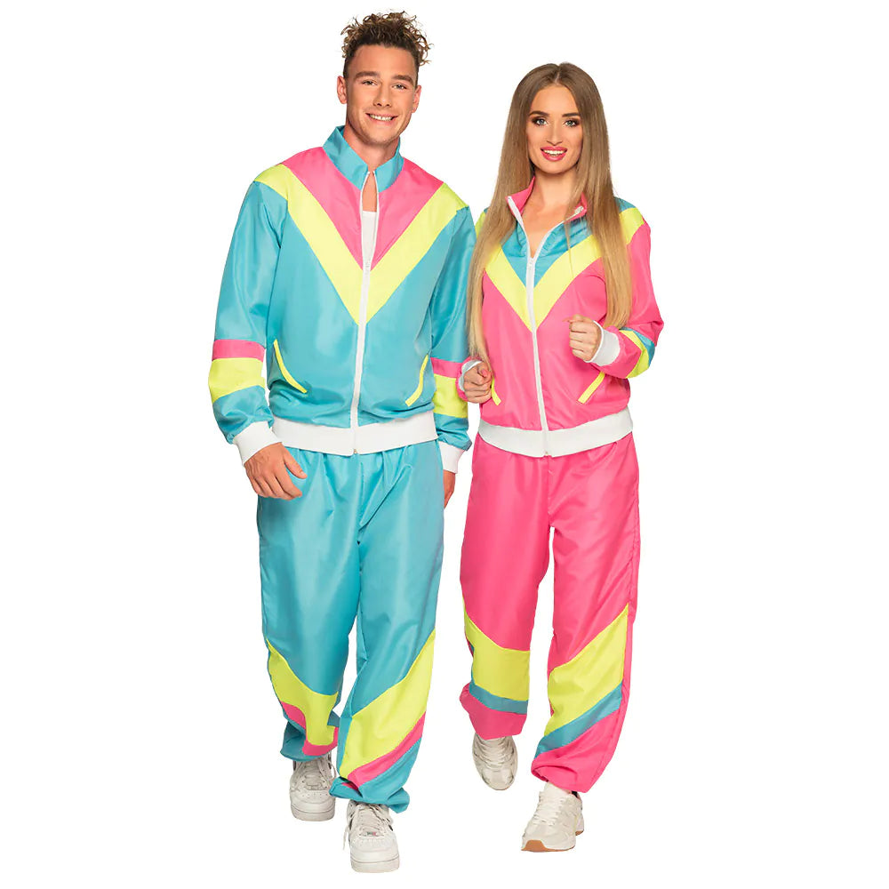 Trainingsanzug Retro Damen 80-er neon-rosa UV Größenauswahl 7