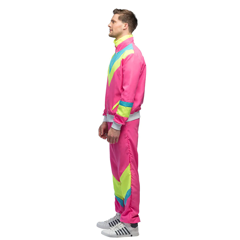 Trainingsanzug Retro Herren 80-er neon-rosa UV in 2 Größen 3