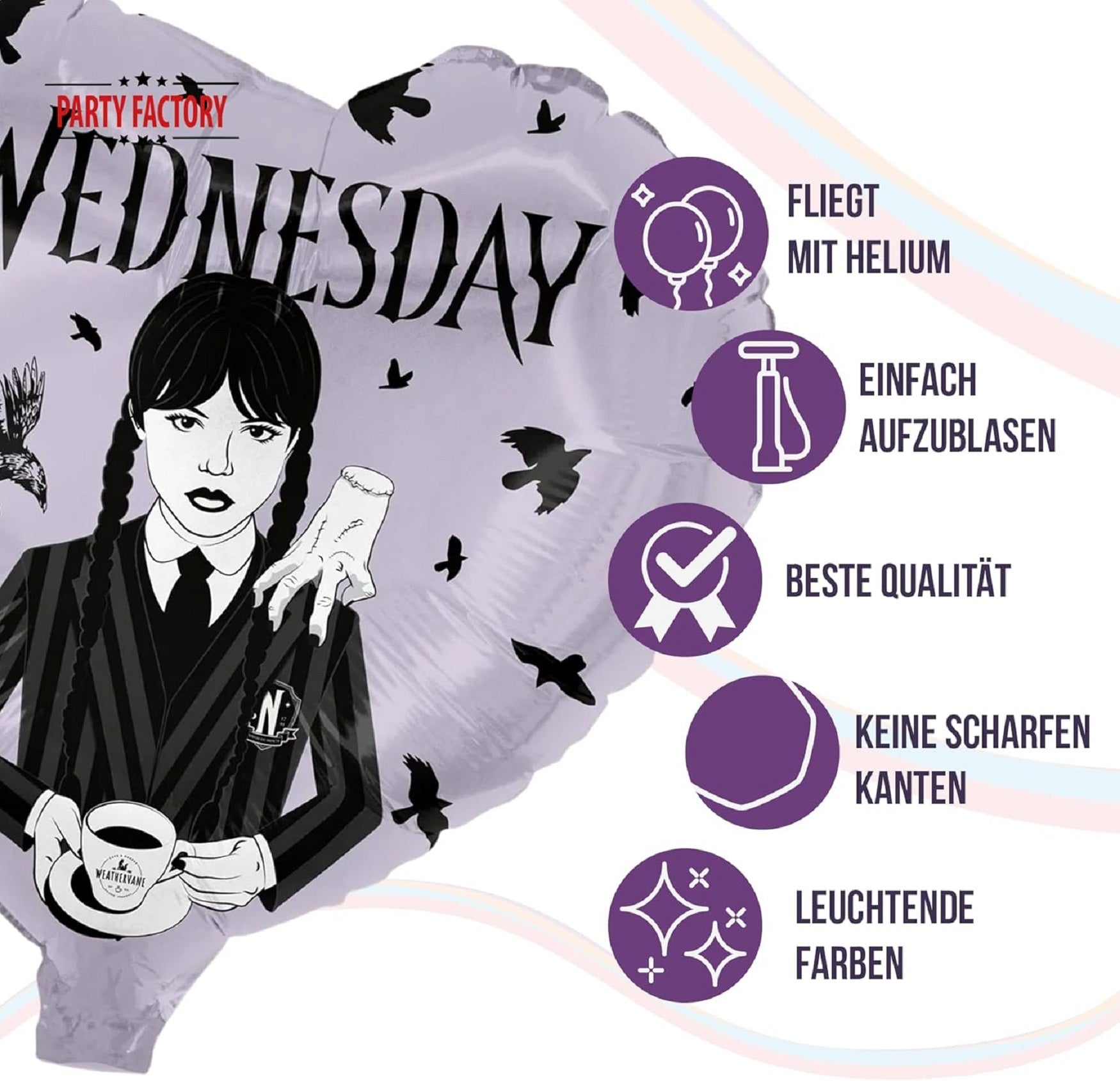 Wednesday Folienballon Herz ø45 cm Wednesday 5
