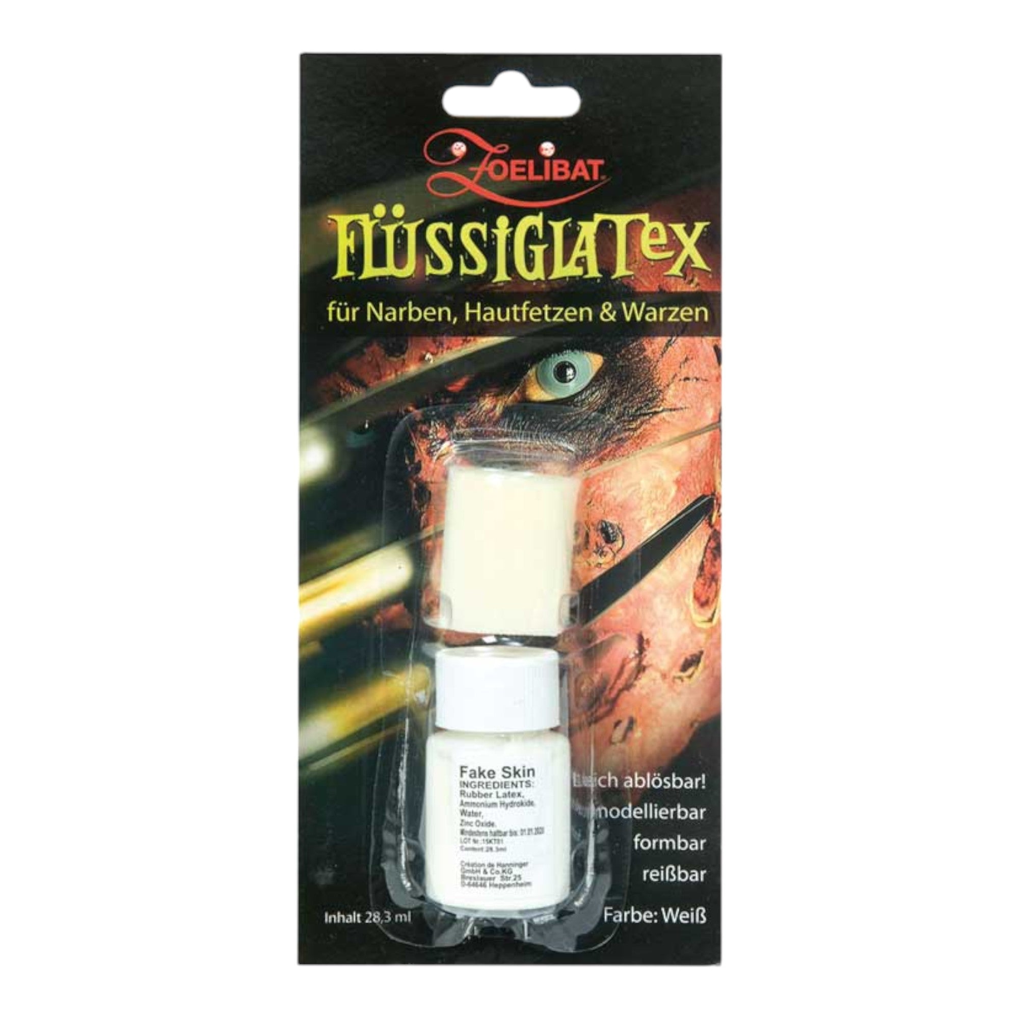 Zoelibat Flüssiges Latex Farbe Weiß 28,3 ml für Narben Hautfetzen Warzen