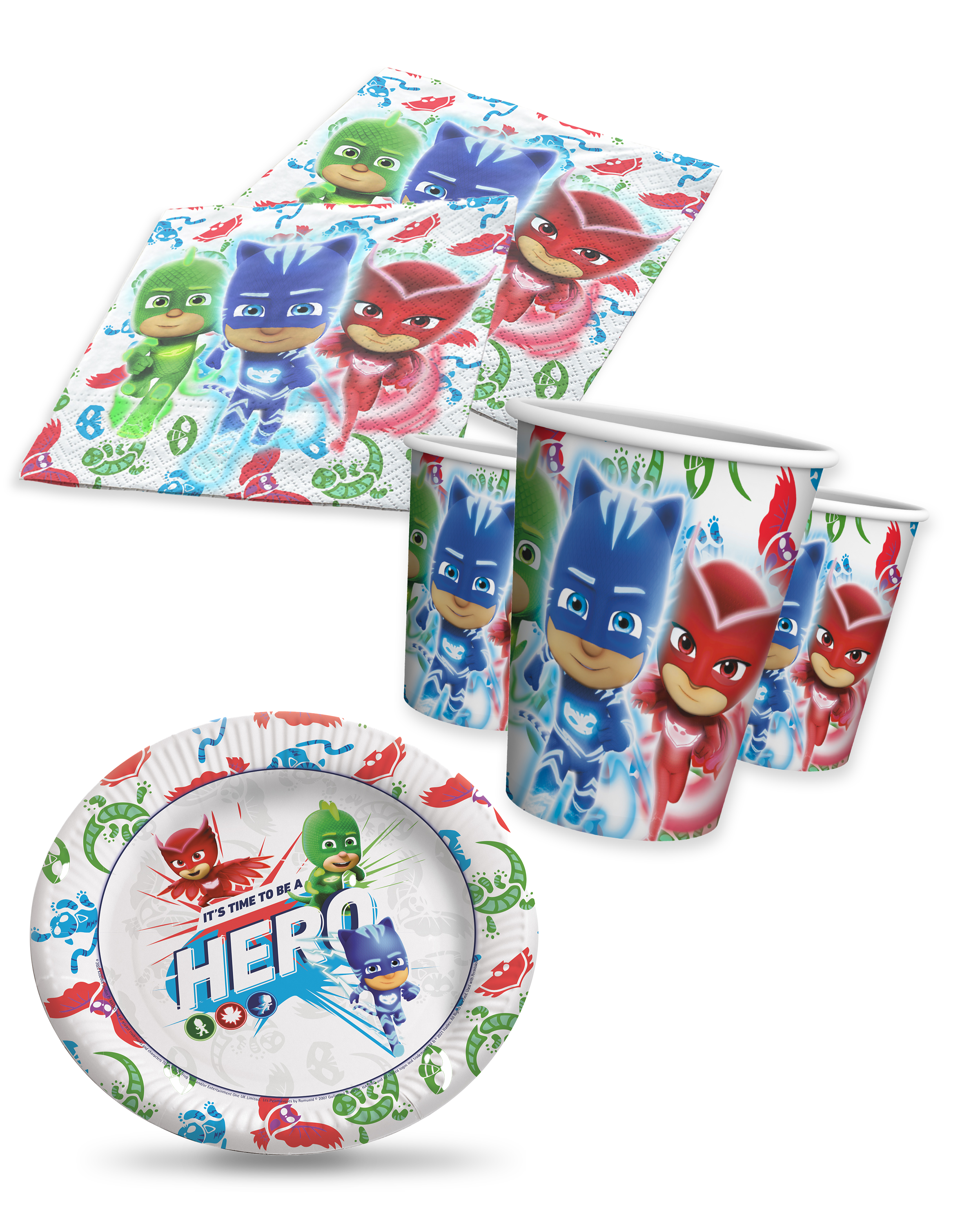 PJ Masks Party Set 36tlg mit Tellern Bechern und Servietten Geburtstag