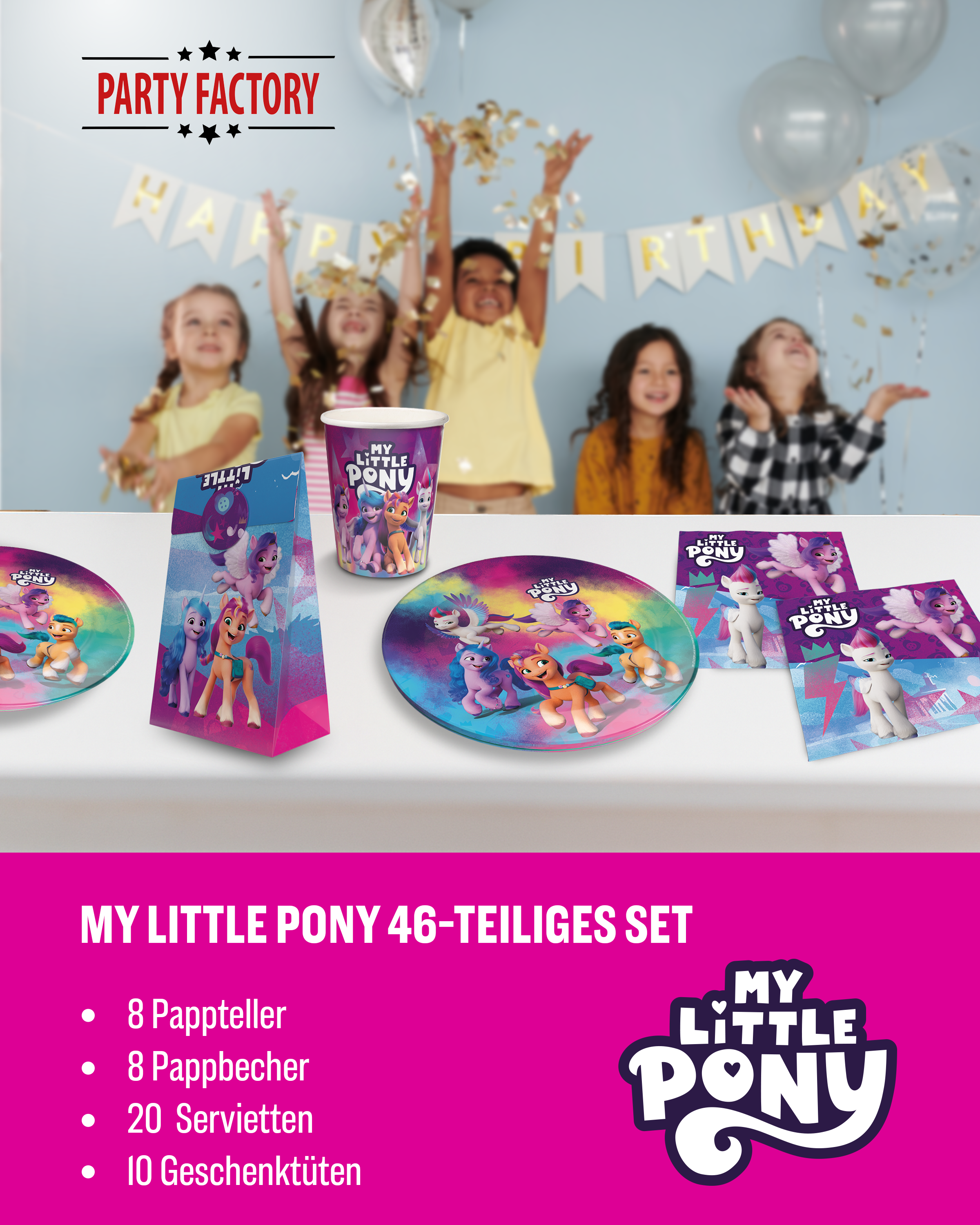 My Little Pony Party Set 46tlg Teller Becher Servietten Geschenktüten 2