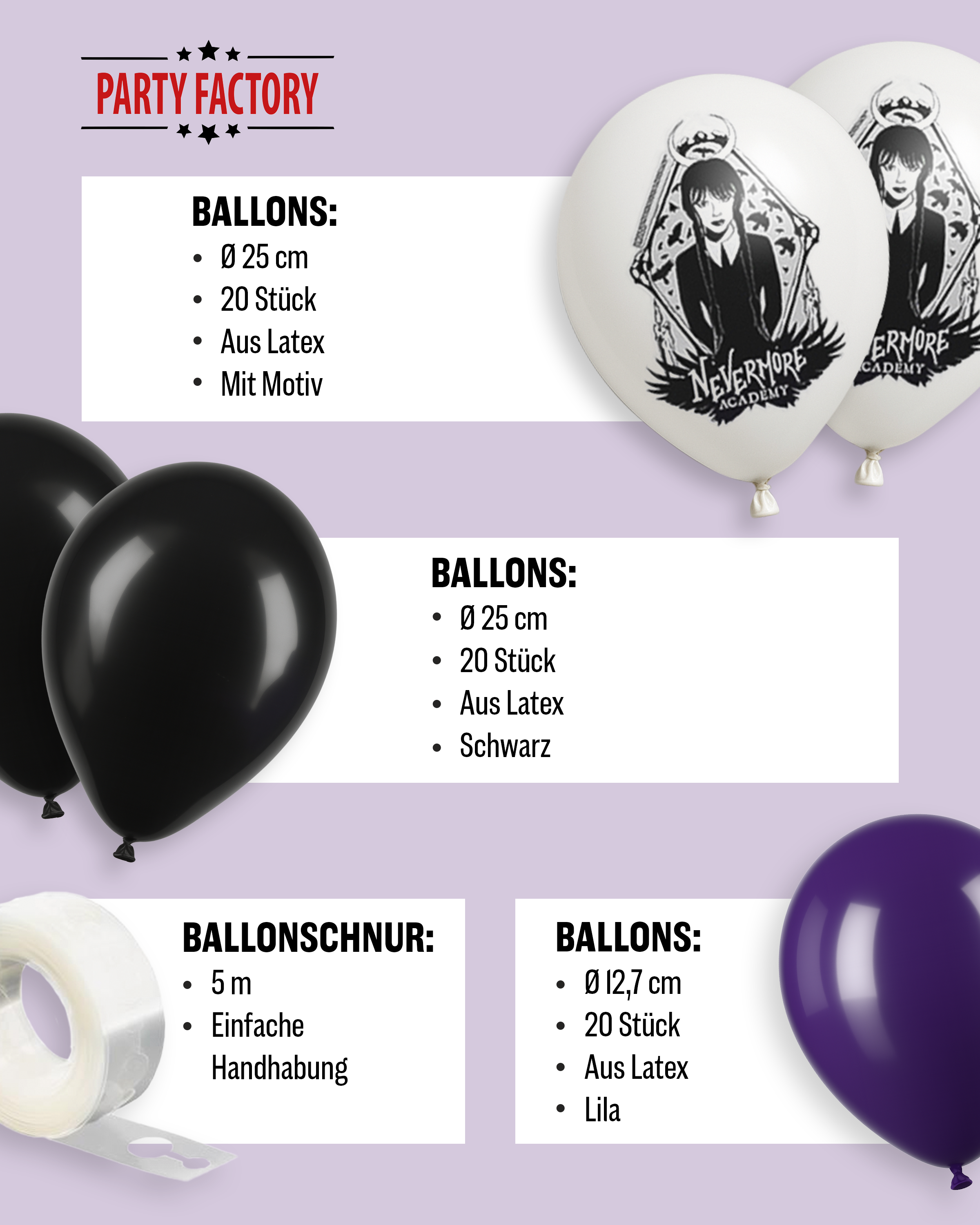 Wednesday Ballongirlande 60-teilig 3