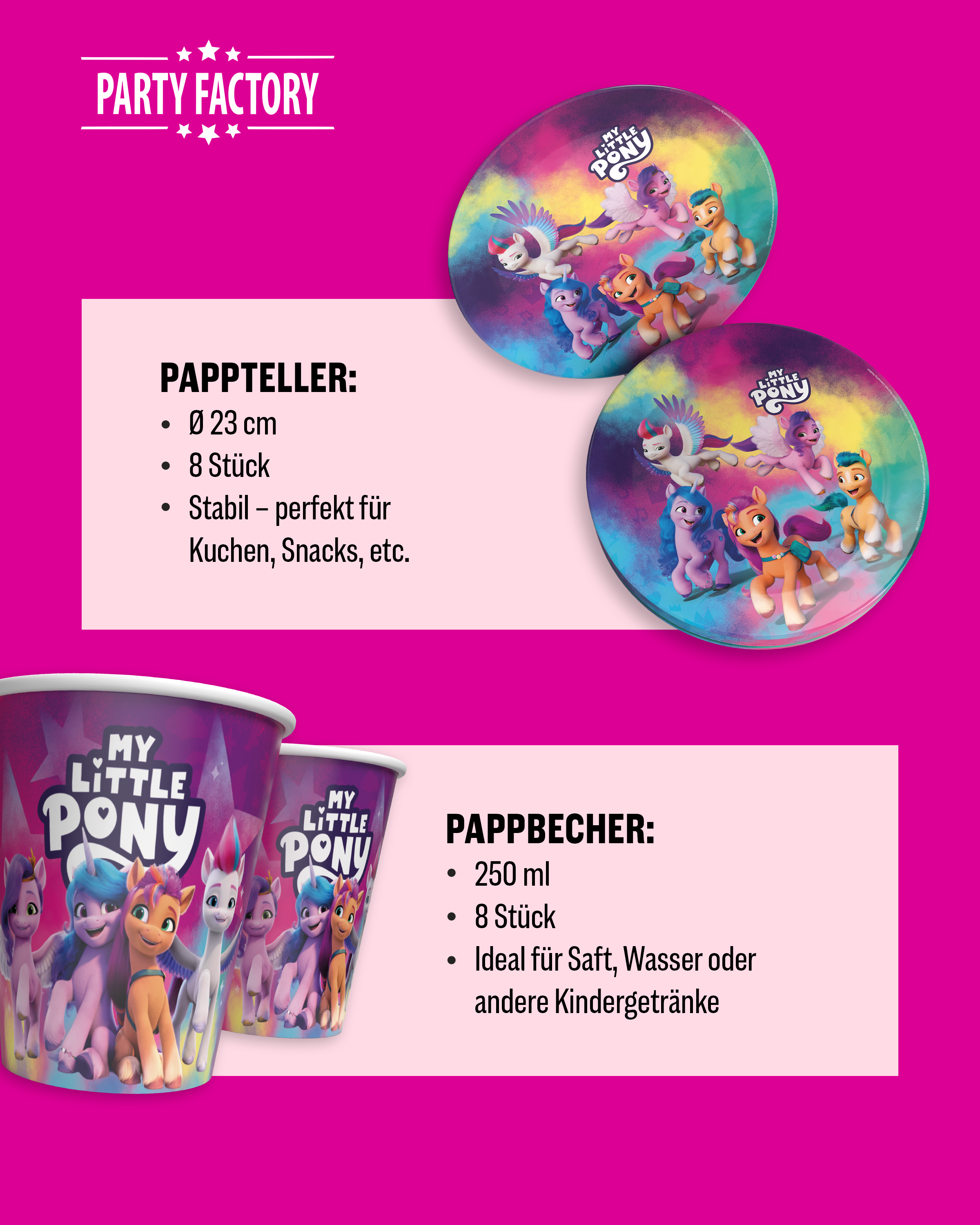 My Little Pony 37-tlg. Party Set – Teller, Becher, Servietten & Wimpelkette 4