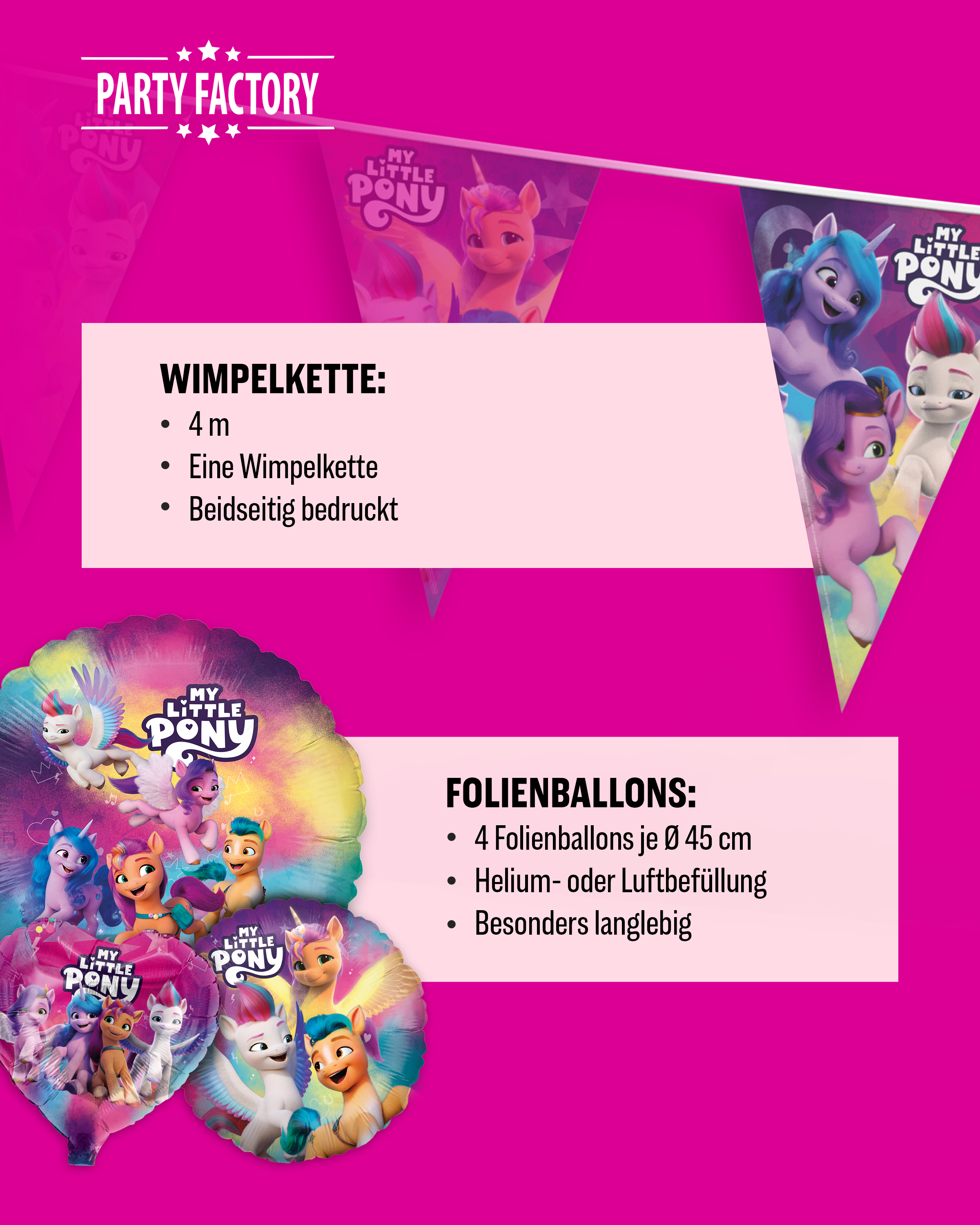 My Little Pony 41-tlg Party Set – Teller, Becher, Servietten, Wimpel & Folienballons 5