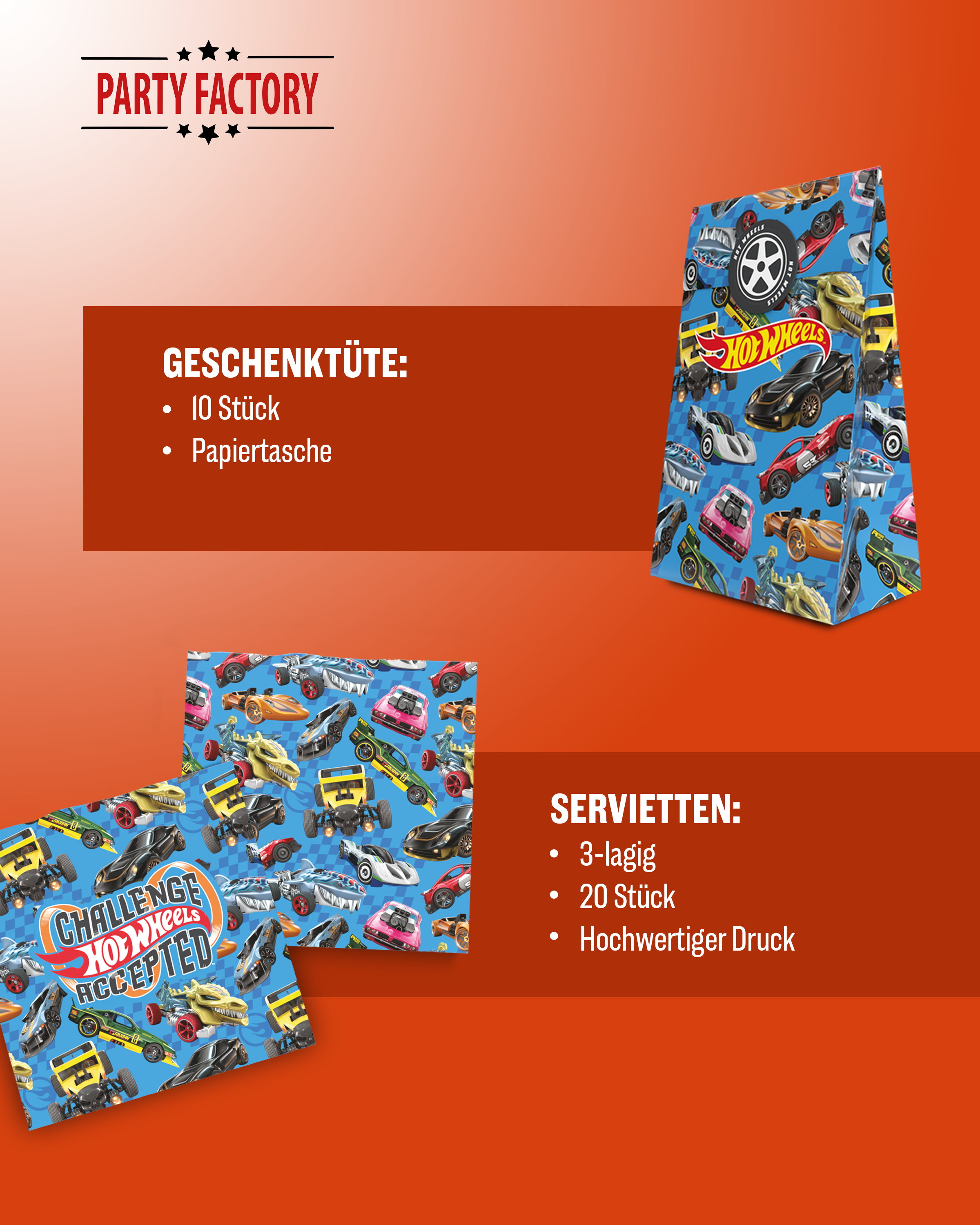 Hot Wheels 46-tlg. Party Set – Geburtstag Deko mit Bechern Tellern Tüten 5