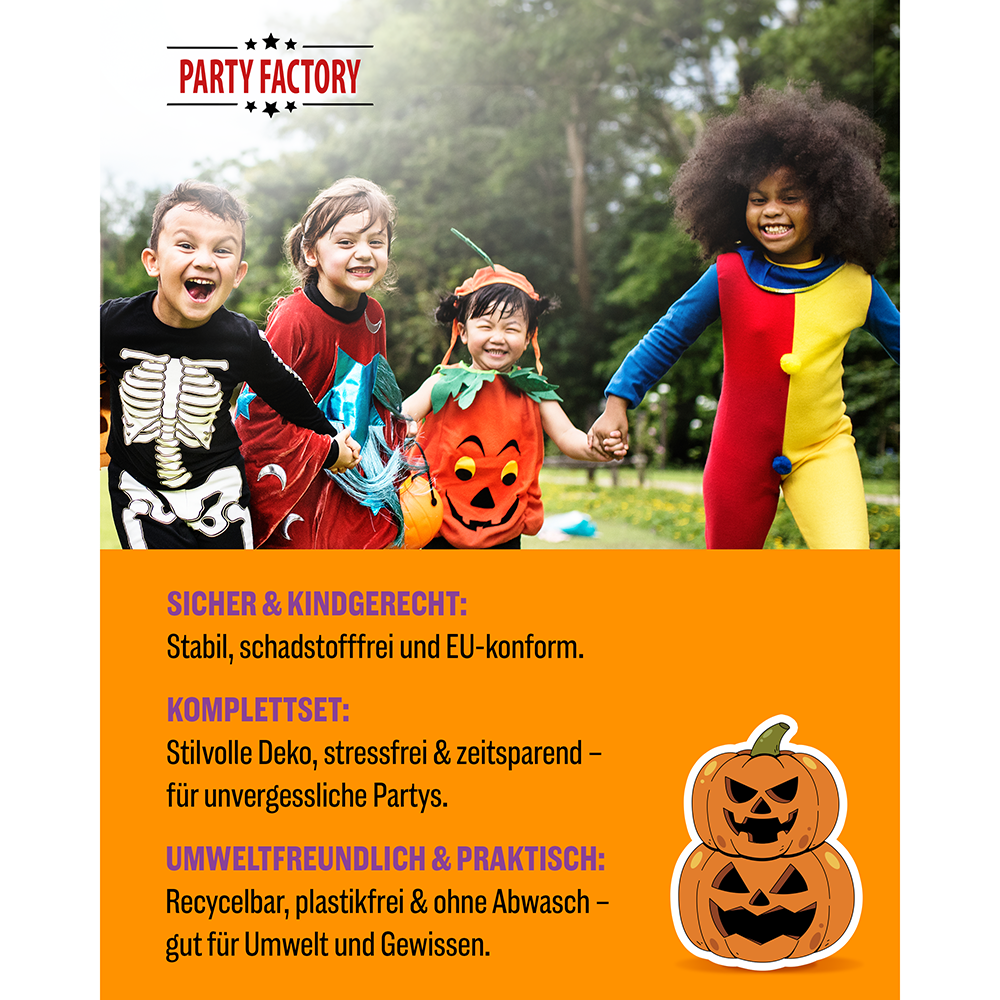Halloween Neon Motiv 1 3-teiliges Party-Set mit 16 Papptellern, 16 Pappbechern und 40 Servietten 6