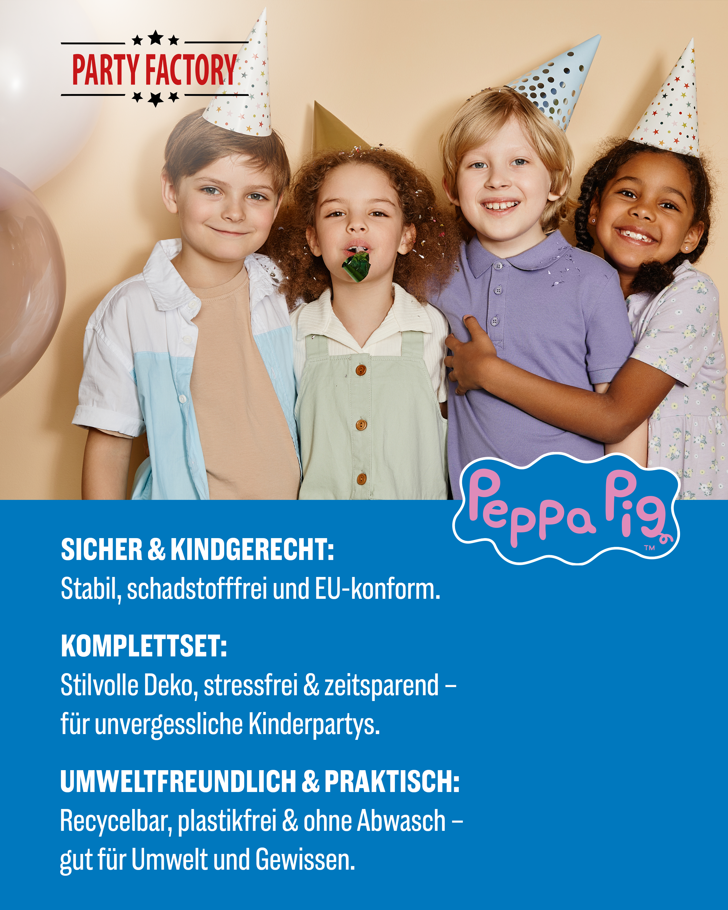 Peppa Pig Party Set 47tlg Wimpelkette Teller Becher Servietten Ballons 6