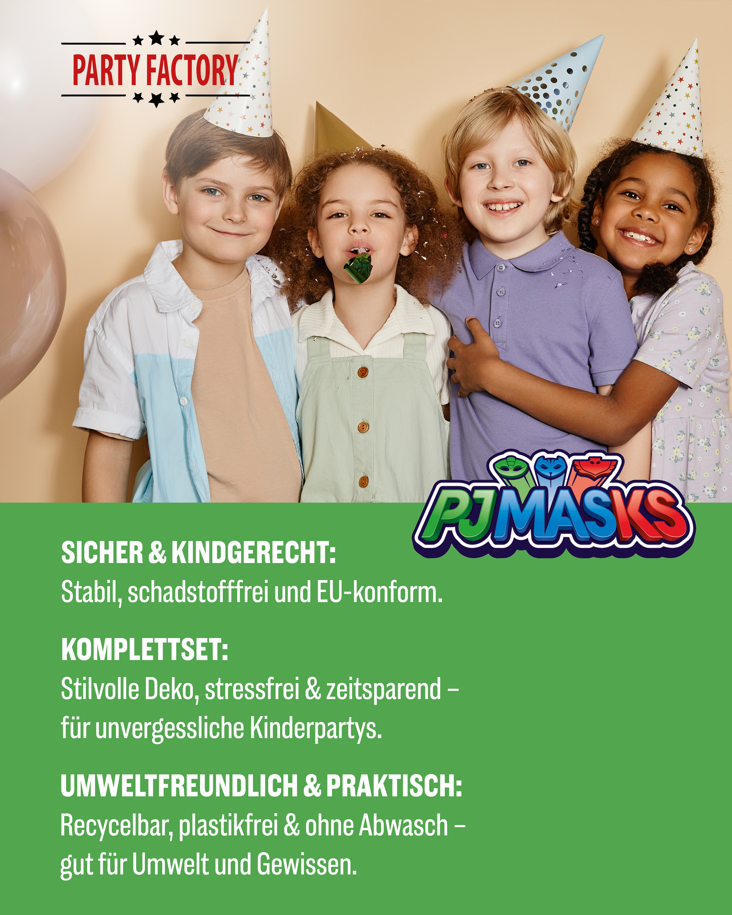 PJ Masks Party Set 51tlg mit Ballons Geschenktüten Becher Teller Geschirr 6