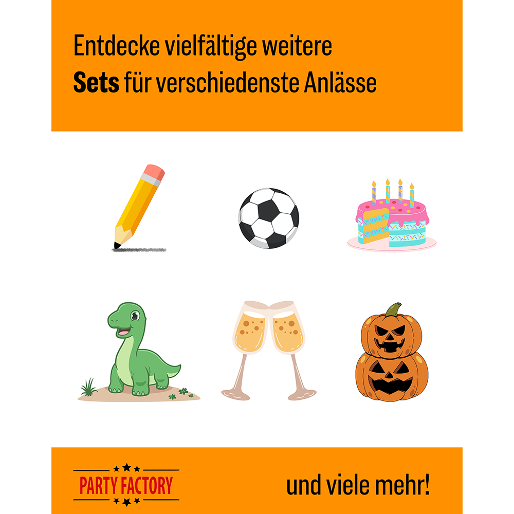 Halloween Skelett Motiv 2, 6-teiliges Partyset, 8 Pappteller, 8 Pappbecher, 20 Servietten, 1 Wimpelkette, 10 Geschenktüten, 4 Folienballons 7