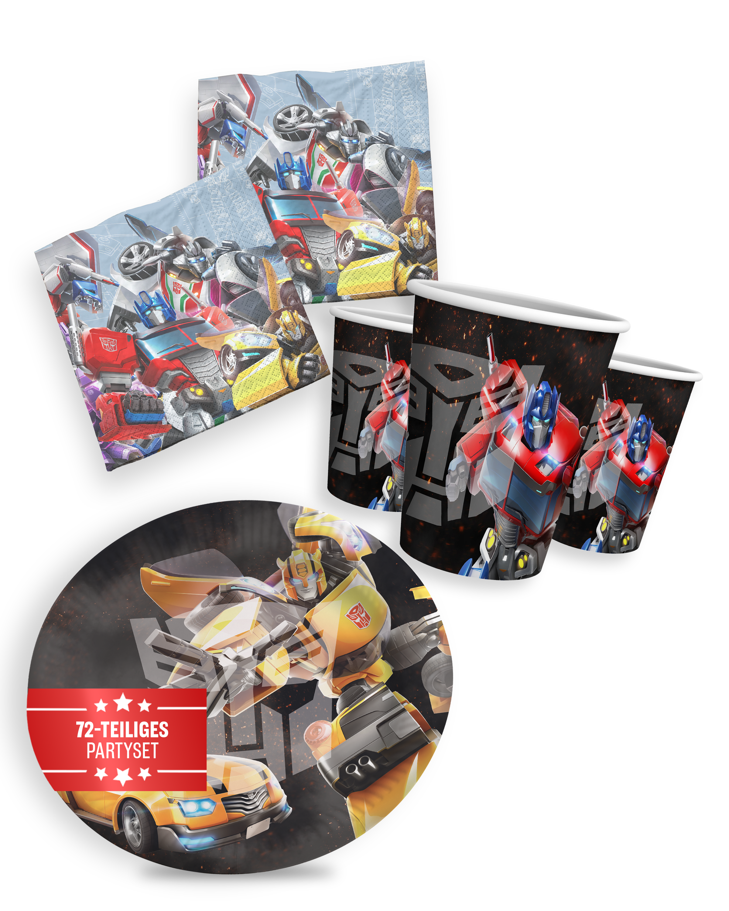 Transformers Party Set 72tlg mit doppelten Tellern Bechern und Servietten