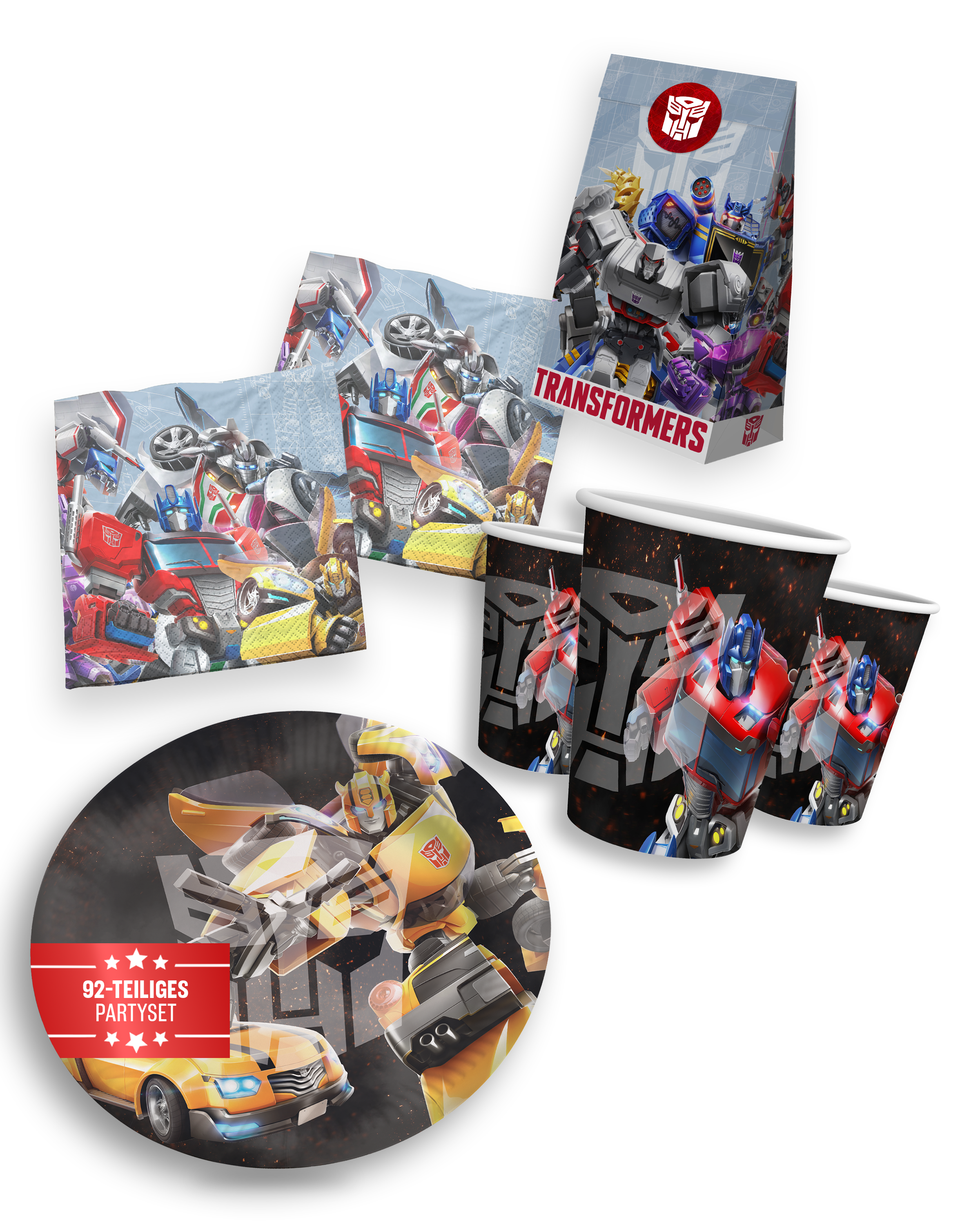 Transformers Party Set 92tlg mit Geschenktüten Tellern Bechern Servietten