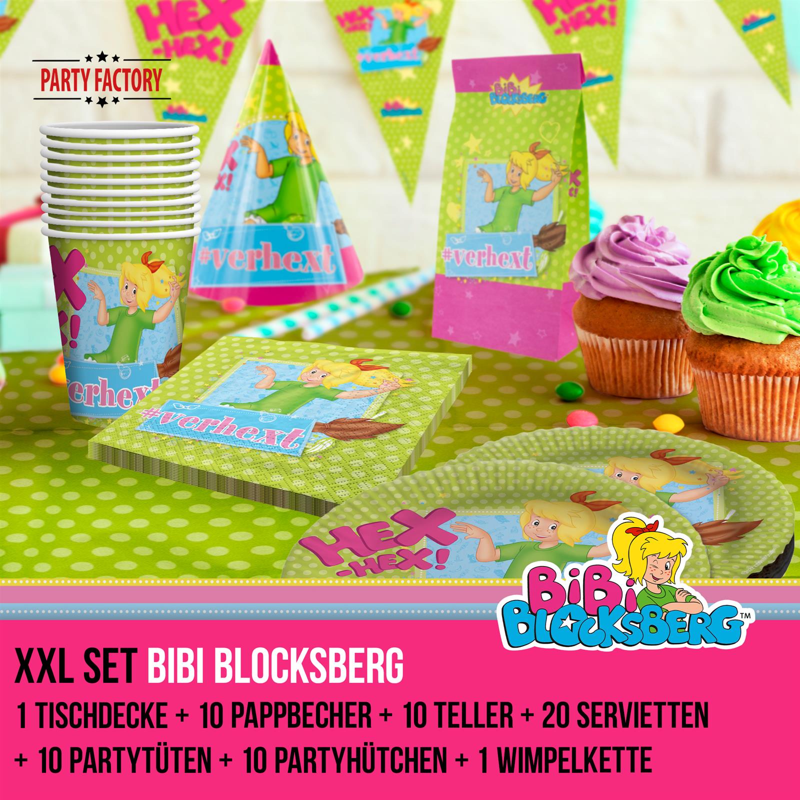 Bibi Blocksberg XXL-Set 62-teilig Partygeschirr Tisch- und Raumdeko 2