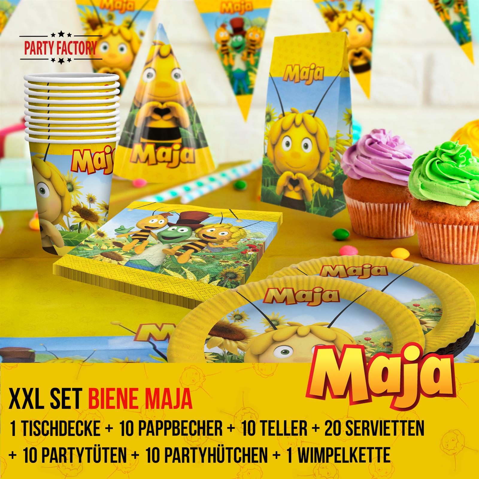 Biene Maja XXL-Partyset 58-teilig Geschirr- Tisch- und Raumdekoration 2