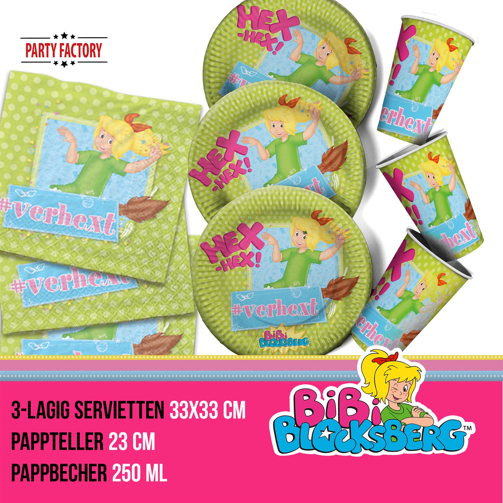 Bibi Blocksberg XL Party-Set Geschirr- Tisch- & Raumdeko 42-teilig 3