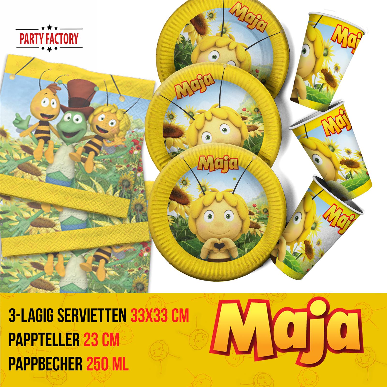 Biene Maja XL Party-Set 38-teilig Einweggeschirr Tisch- & Raumdeko 2