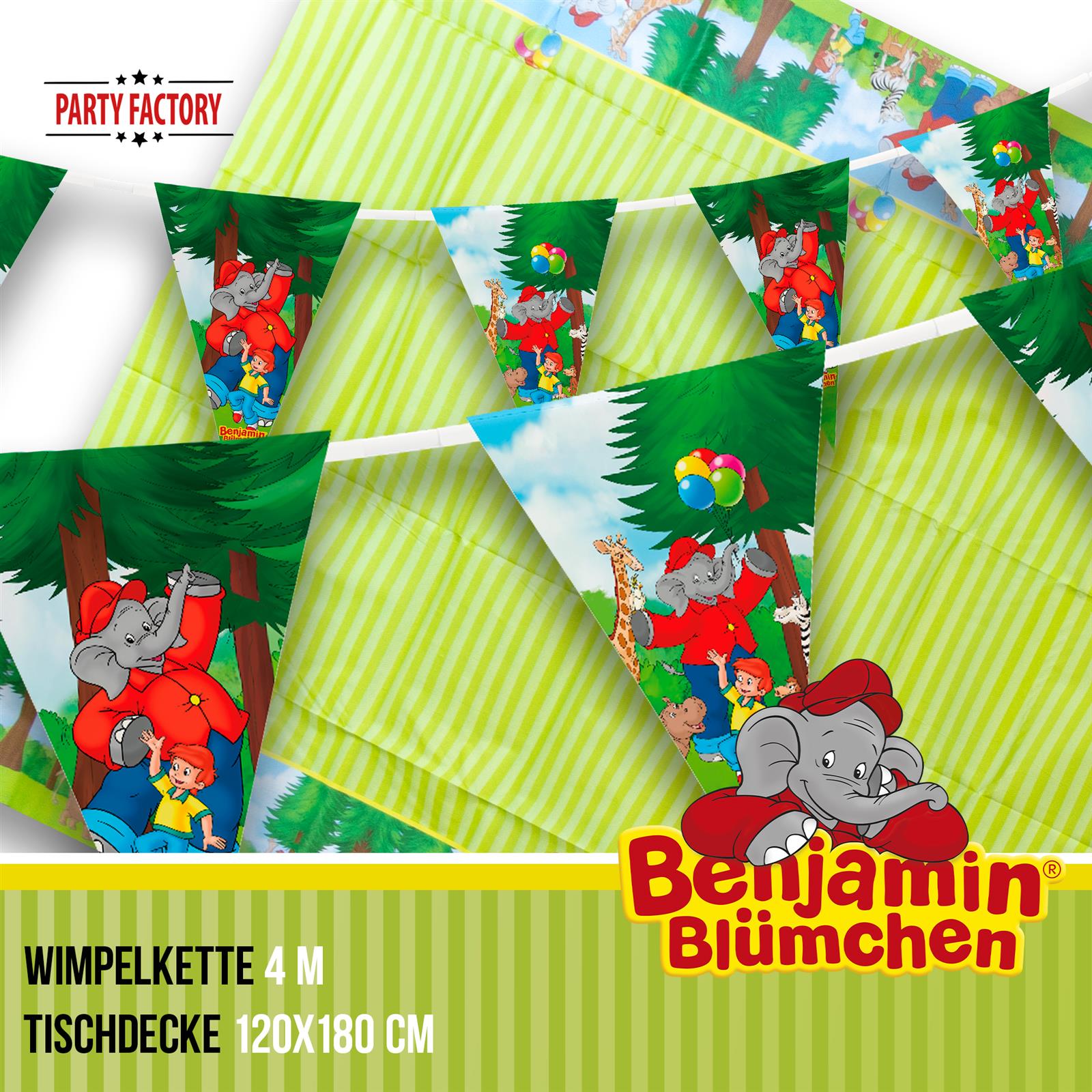Benjamin Blümchen XL Party-Set 42-teilig Einweggeschirr mit Raumdeko 4