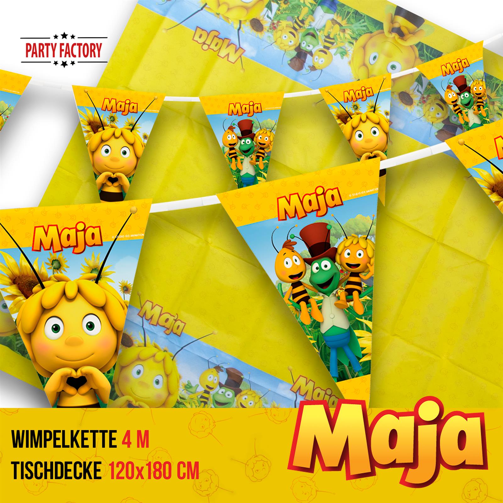 Biene Maja XL Party-Set 38-teilig Einweggeschirr Tisch- & Raumdeko 3