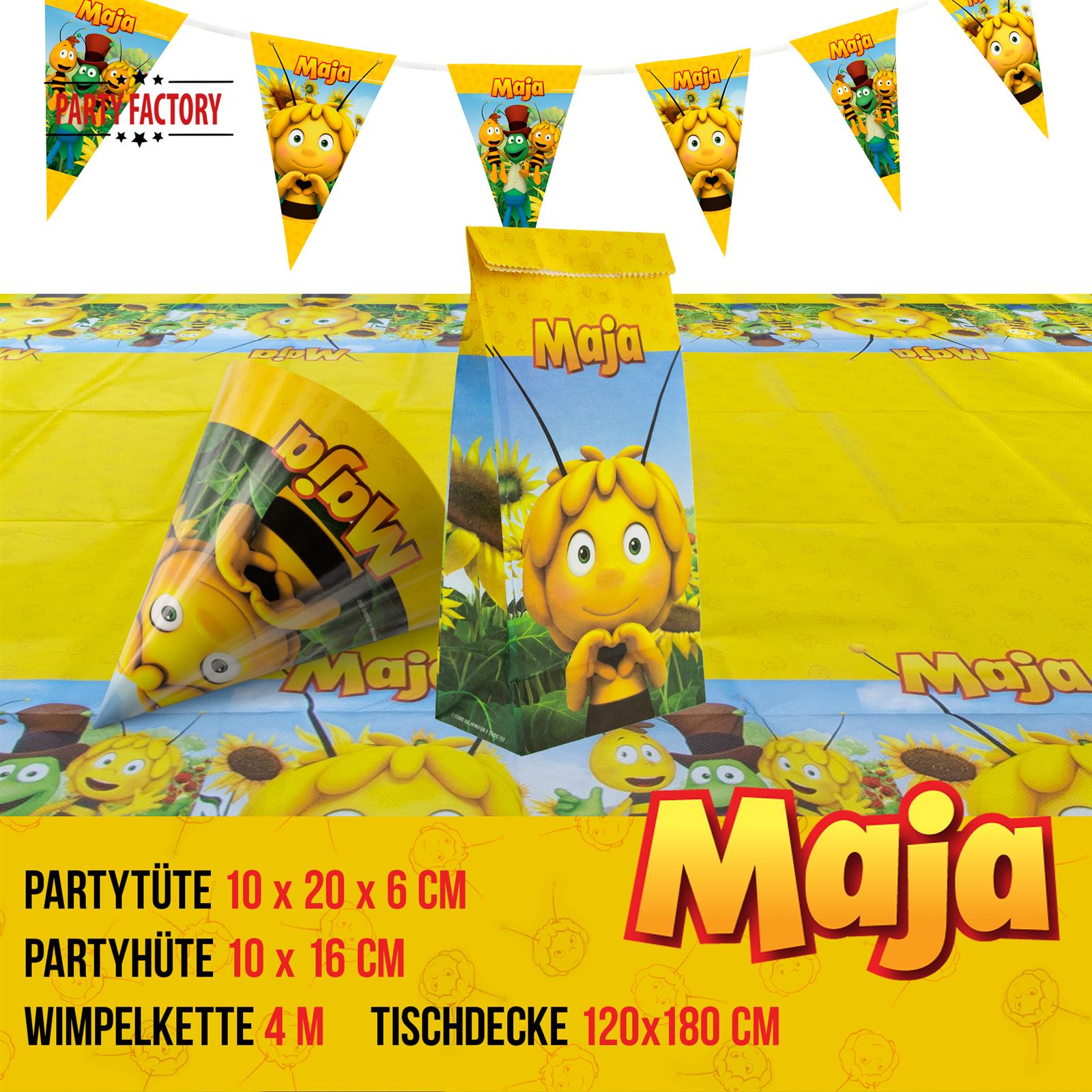 Biene Maja XXL-Partyset 58-teilig Geschirr- Tisch- und Raumdekoration 4