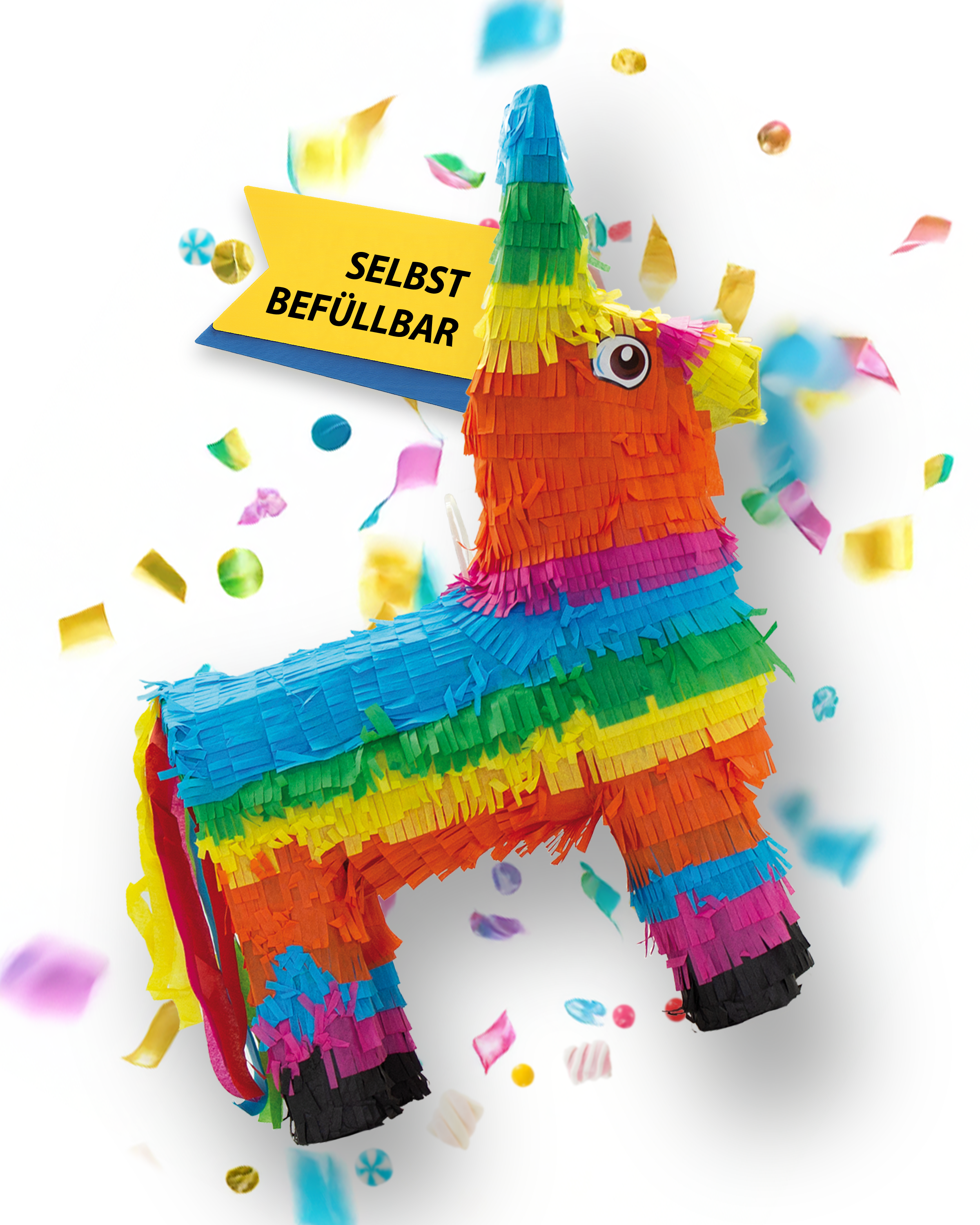 Pinata bunter Esel 41 x 55 cm Partyspiele Kinder Geburtstag Deko Geburtstagsdeko 2