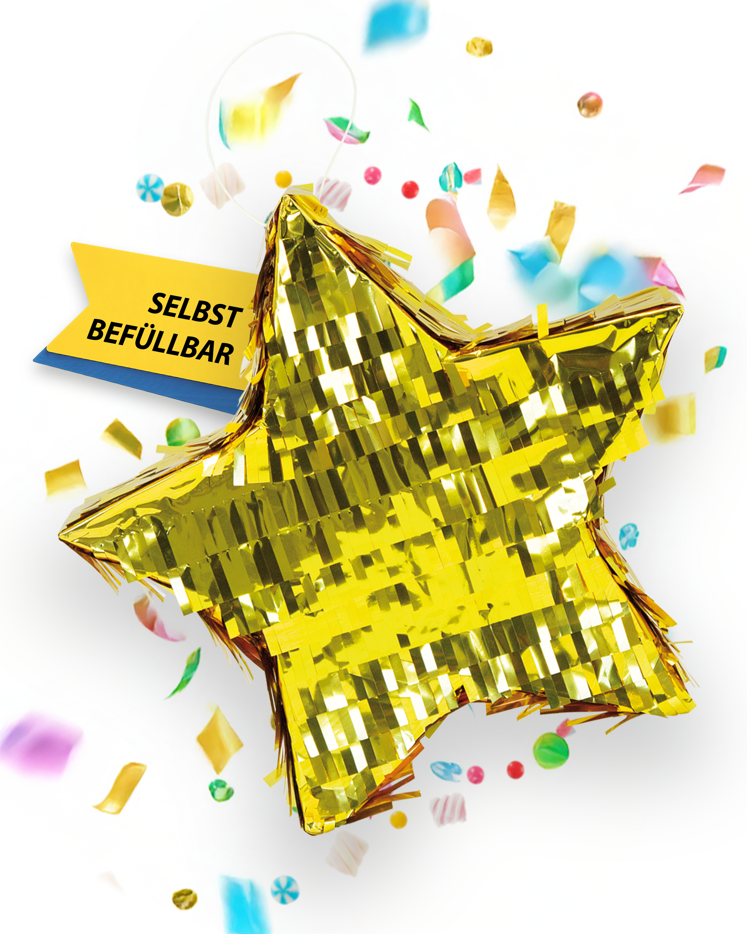 Pinata Stern in Gold 30 x 30 cm Partyspiele Kinder Geburtstag Deko Dekoration 2