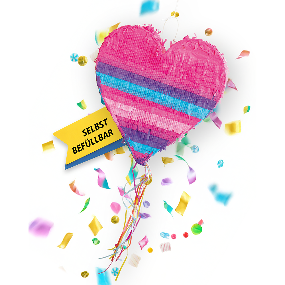 Herz Pinata pink 36 x 37cm Kinder Partyspiel Schlag-Pinata Kindergeburtstag
