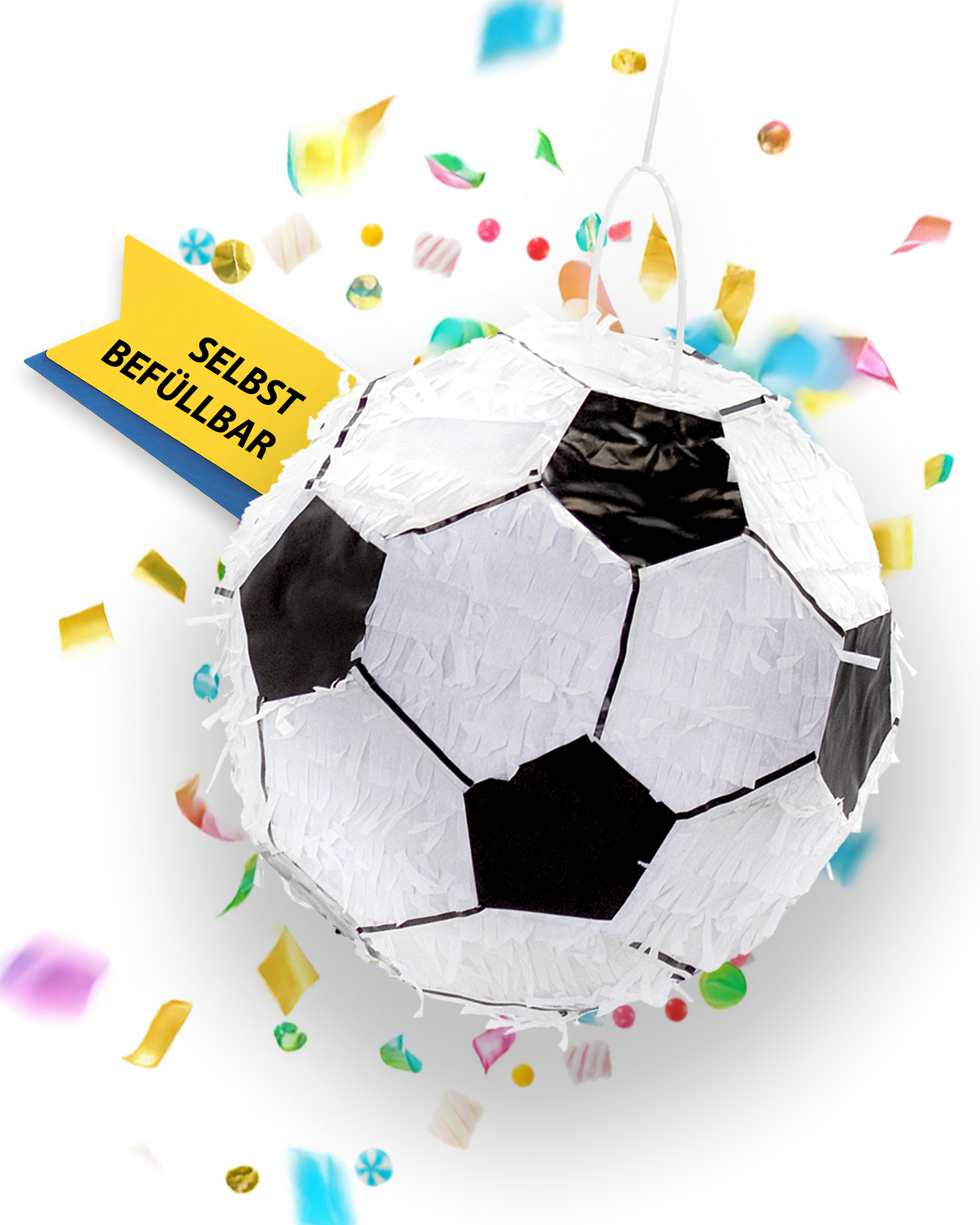 Pinata Fußball schwarz weiß 27cm Durchmesser Partyspiele Kinder Geburtstag Deko 2