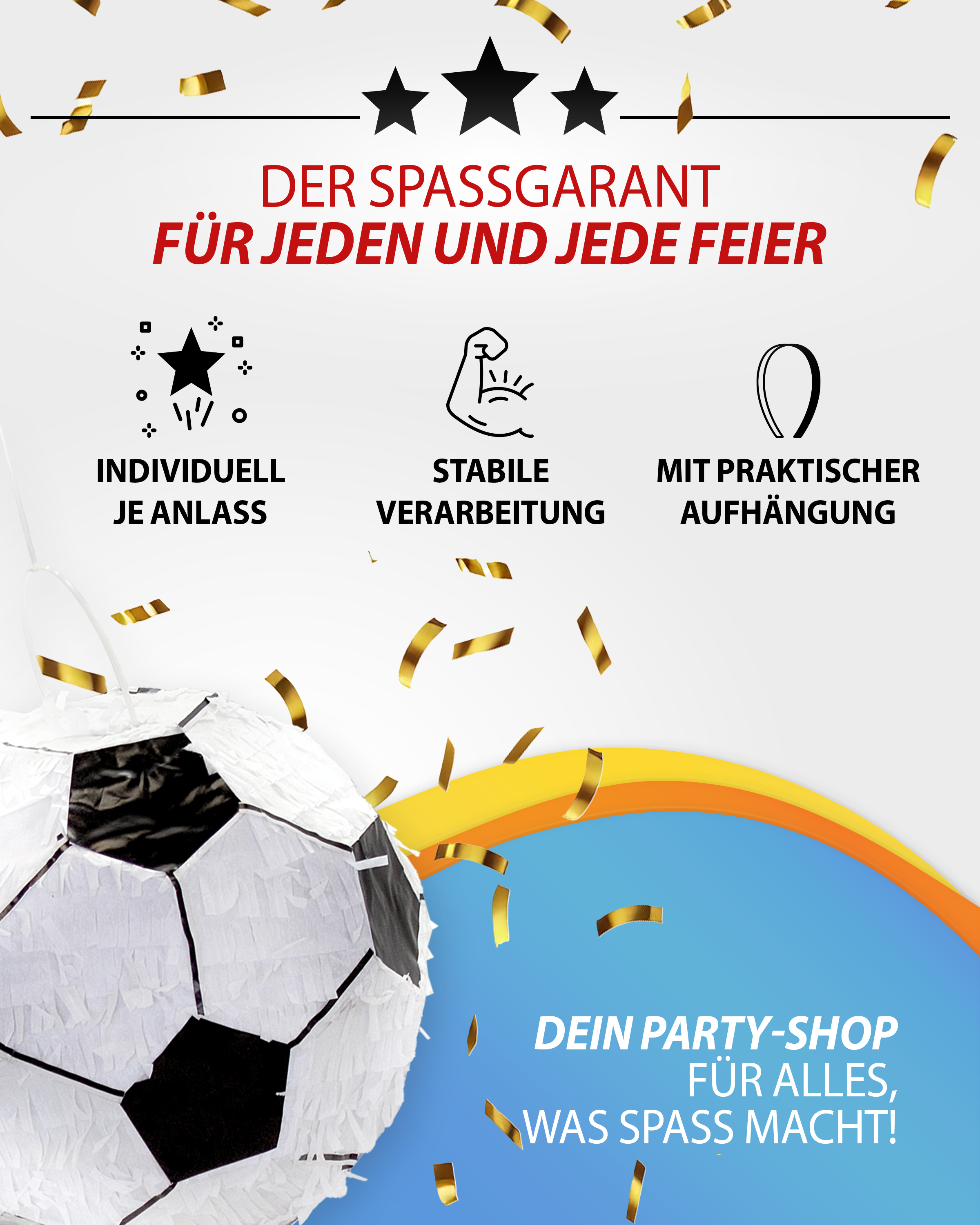 Pinata Fußball schwarz weiß 27cm Durchmesser Partyspiele Kinder Geburtstag Deko 8