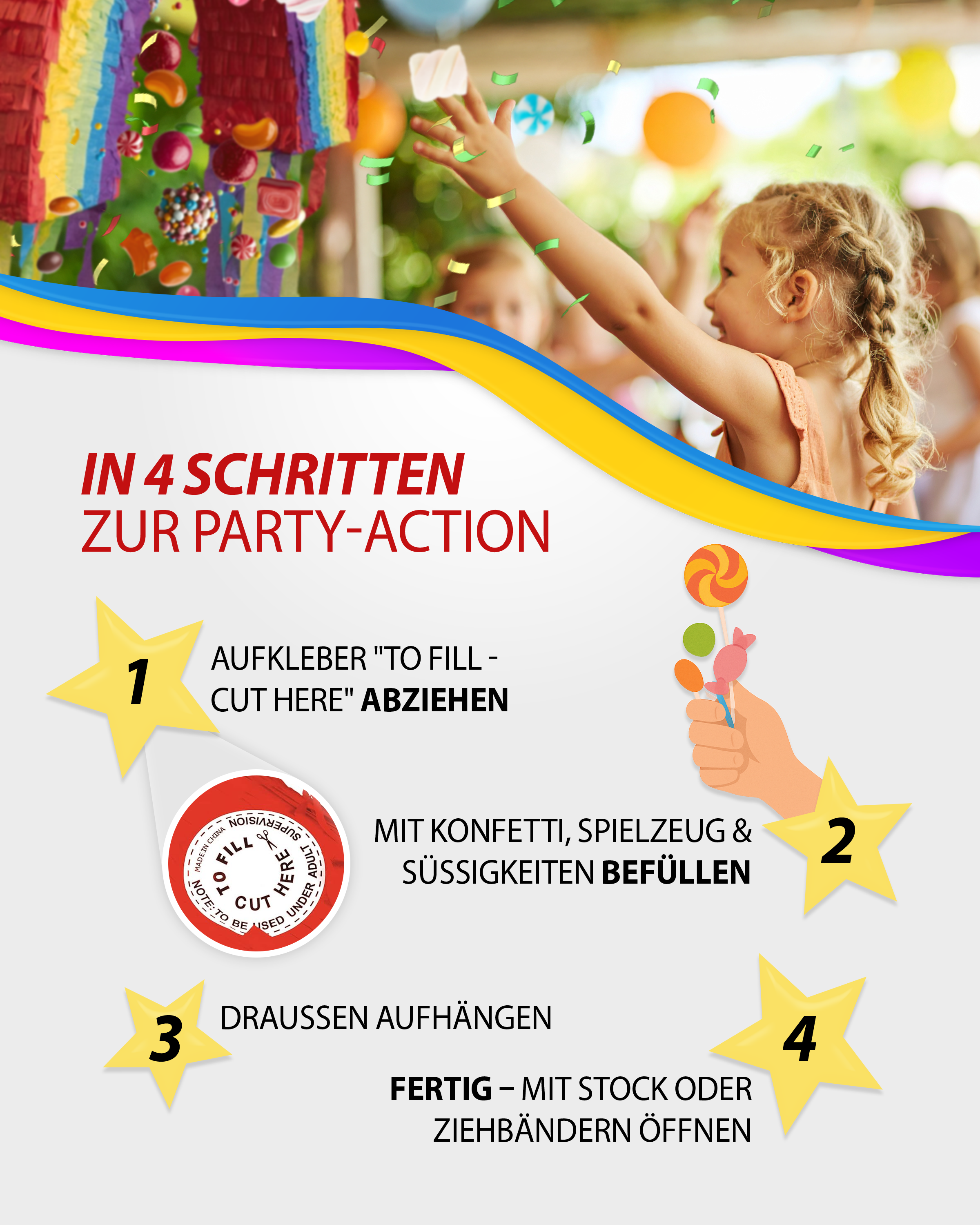 Pinata Fußball schwarz weiß 27cm Durchmesser Partyspiele Kinder Geburtstag Deko 7