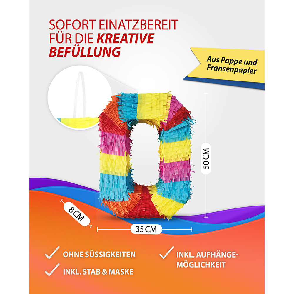 Pinata 0 Stab und Maske Geburtstag, Dekoration 4