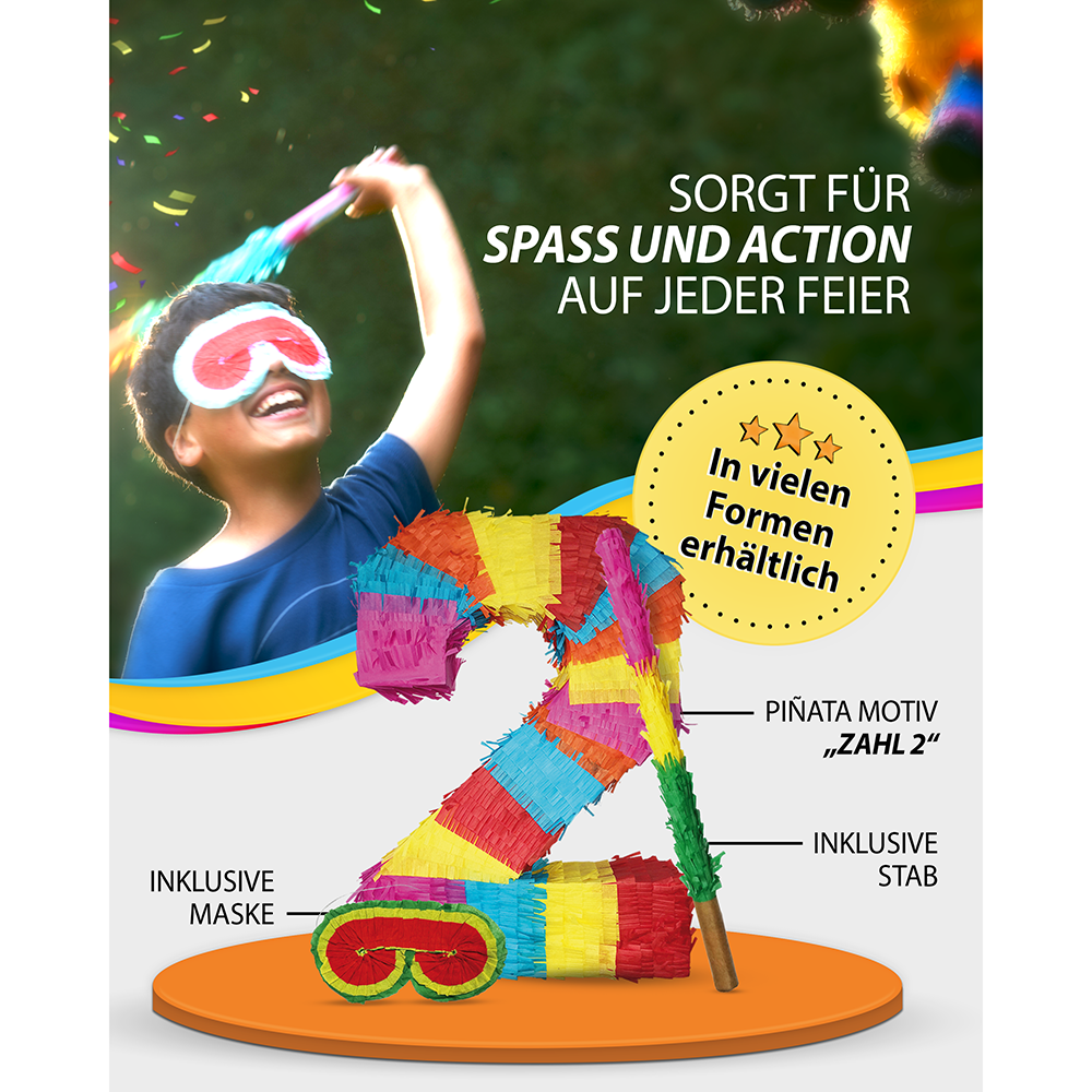 Pinata 2 Stab und Maske Geburtstag, Dekoration 3