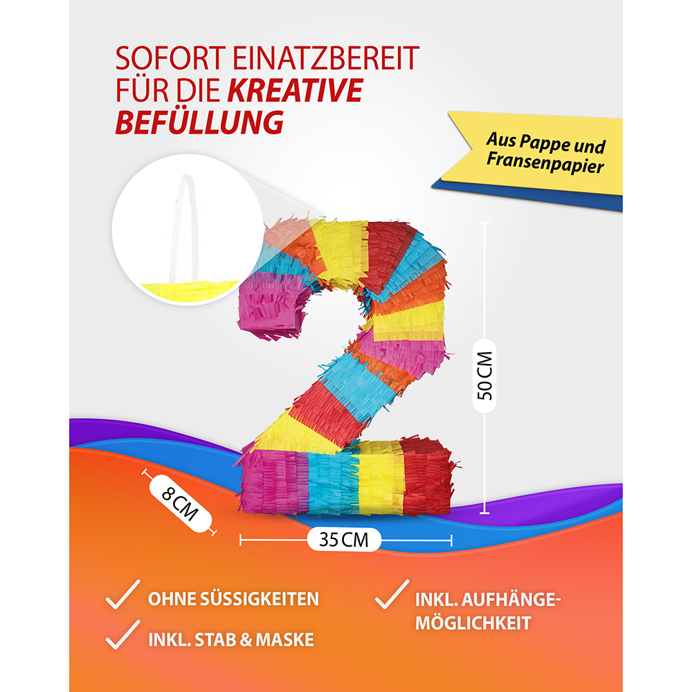 Pinata 2 Stab und Maske Geburtstag, Dekoration 4