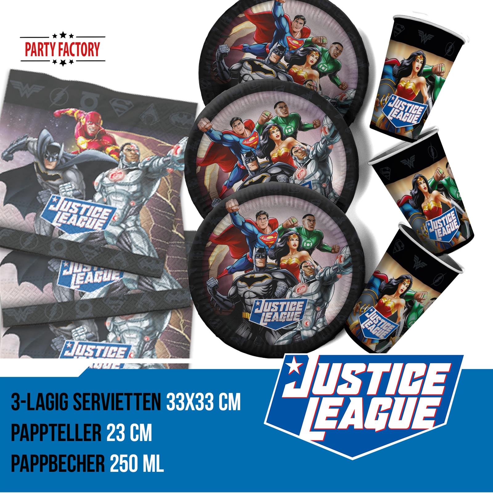 Justice League XXL-Set Partydeko Geschirr Raum- und Tischdekoration 62-teilig 3