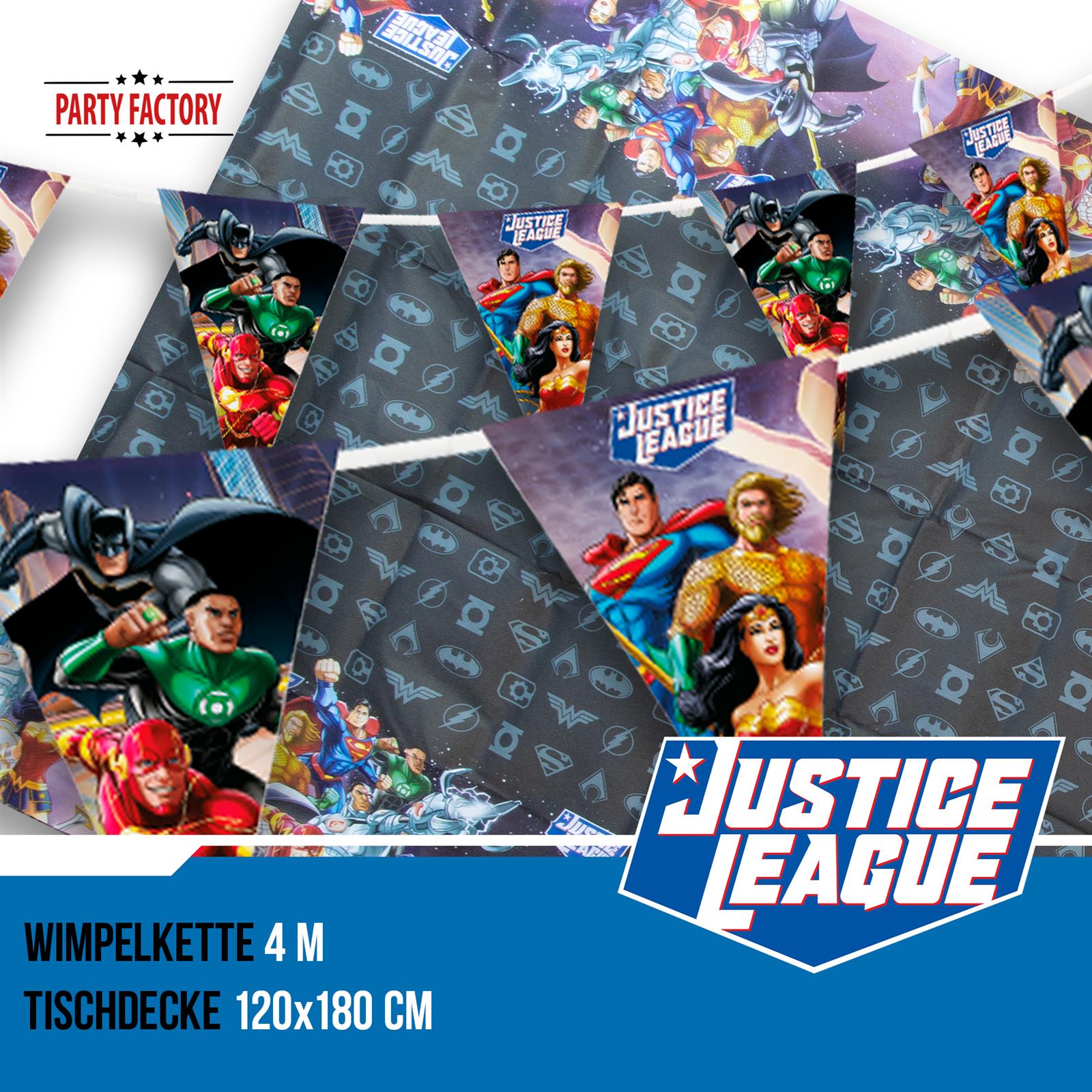 Justice League Party-Set Einweggeschirr Dekoration für den Tisch & Raum 42-teilig 4
