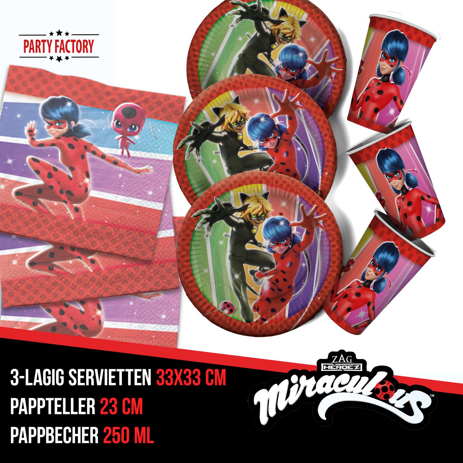 Miraculous XL Party-Set Einweggeschirr Tisch- und Raumdeko 42-teilig 3