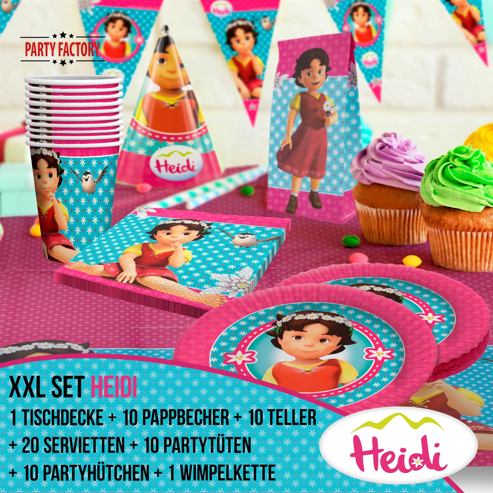 Heidi XXL-Set Partyzubehör Raum- und Tischdekoration 62-teilig 2