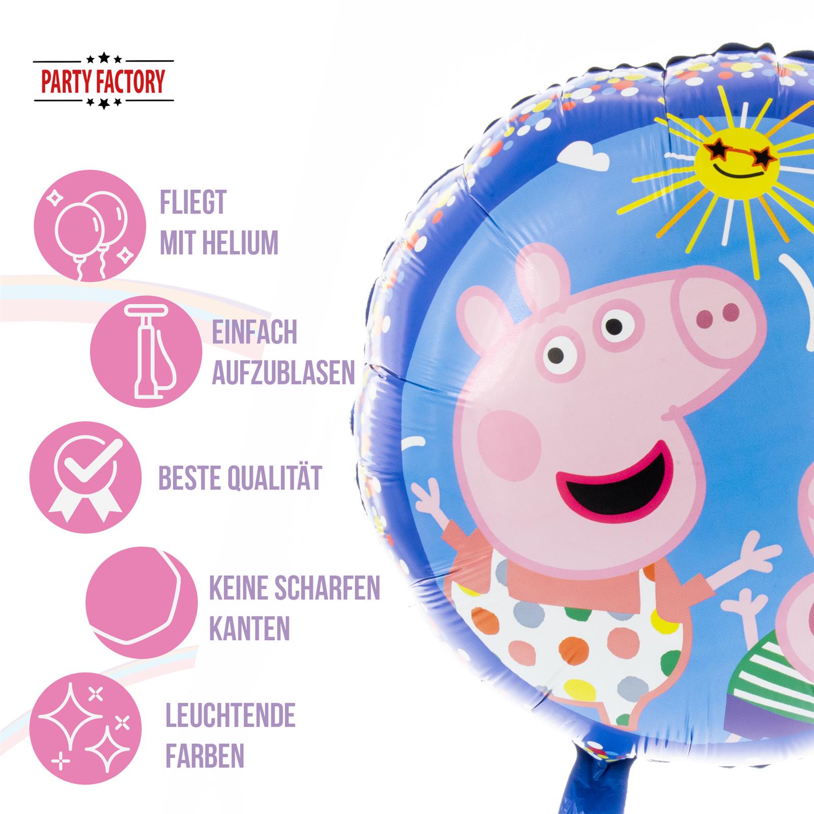 Peppa Wutz Folienballon Ø45cm bunt rund Motiv 3 5