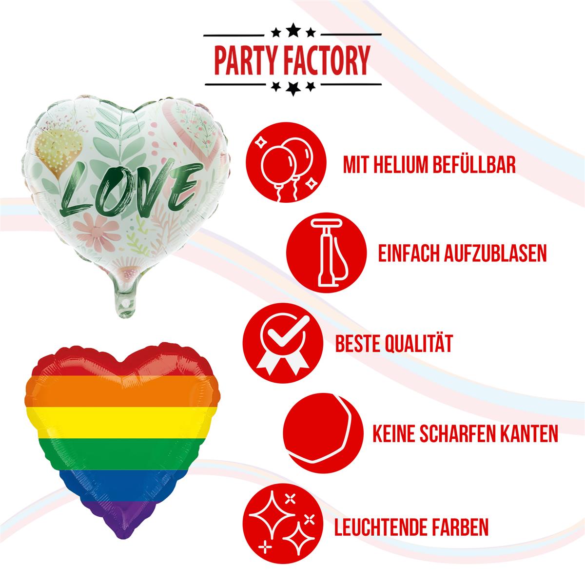 Party Factory Folienballon Herz Ø45cm grün Love 5