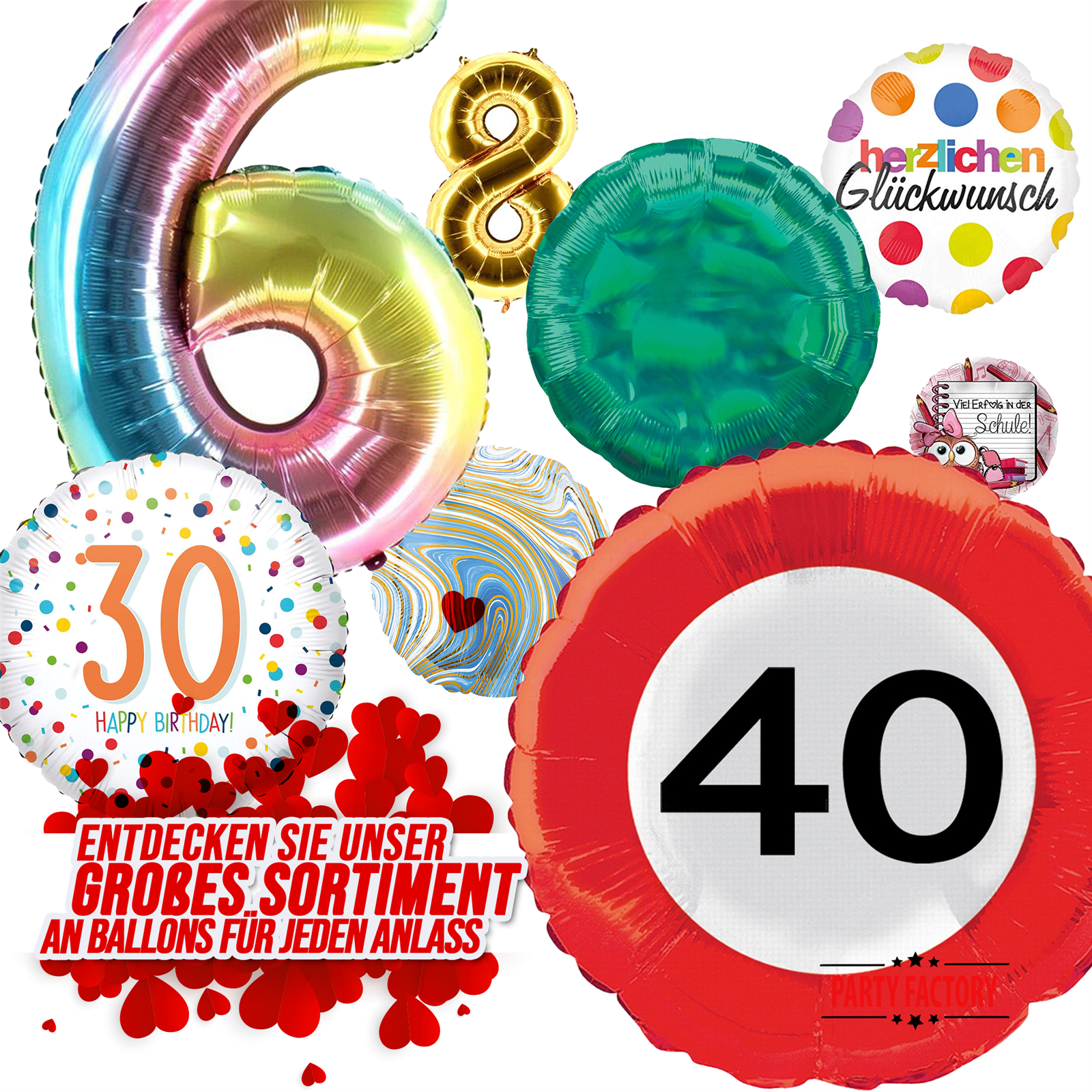 Folienballon Herz multicolor 45cm 7